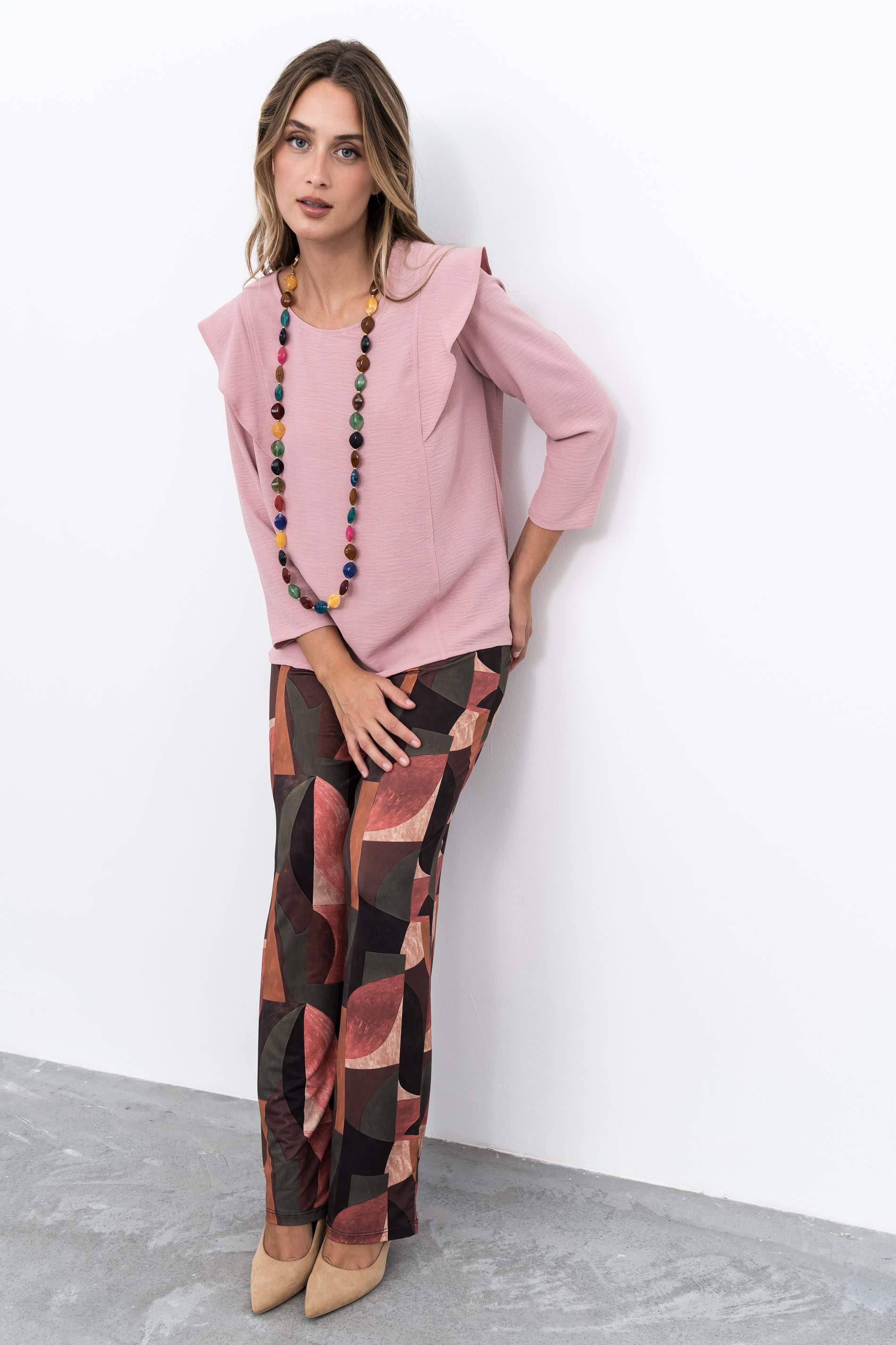 BLUSA MANGA FRANCESA VOLANTE NUDE