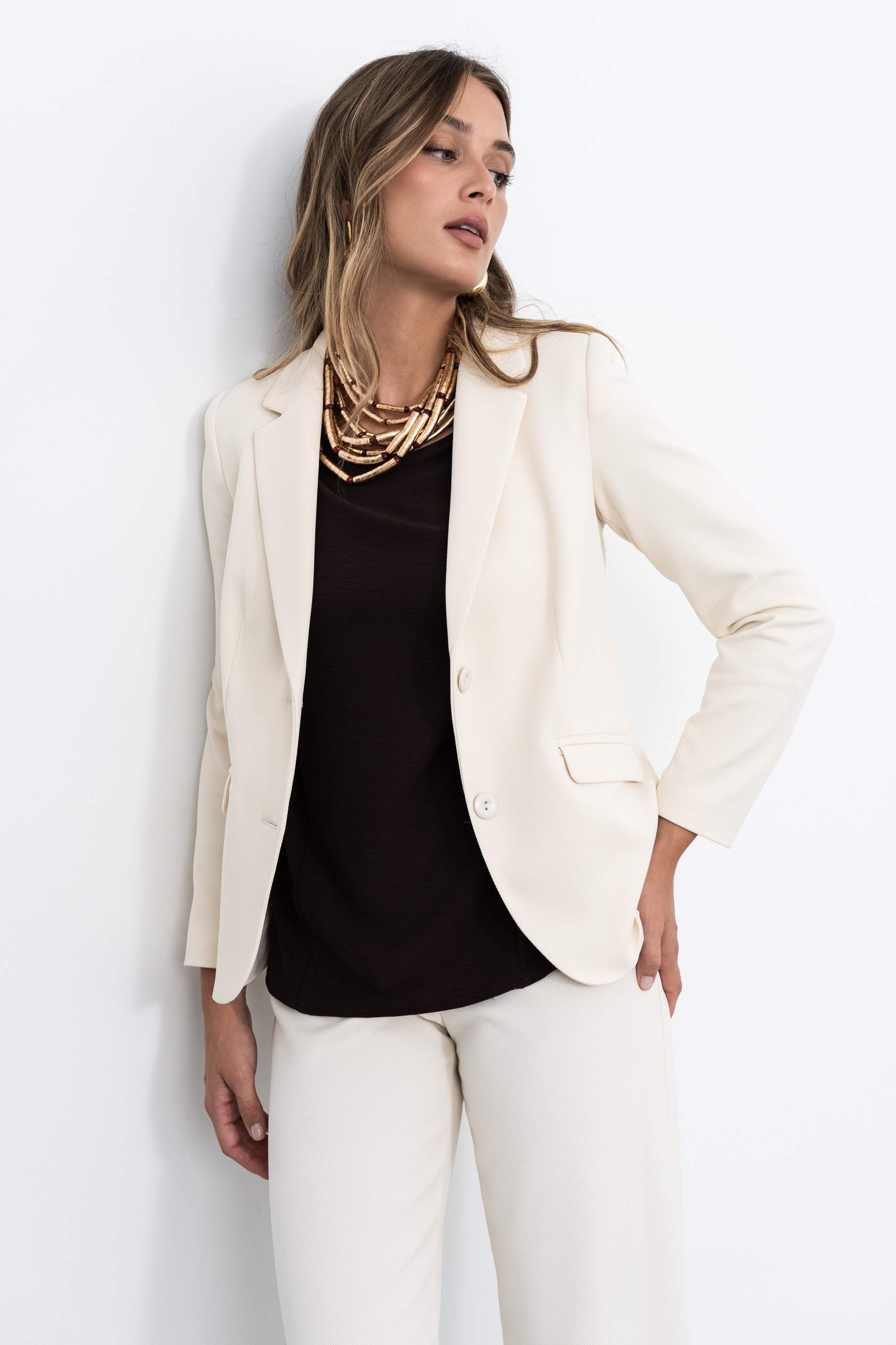 BLUSA MANGA FRANCESA VOLANTE CHOCOLATE