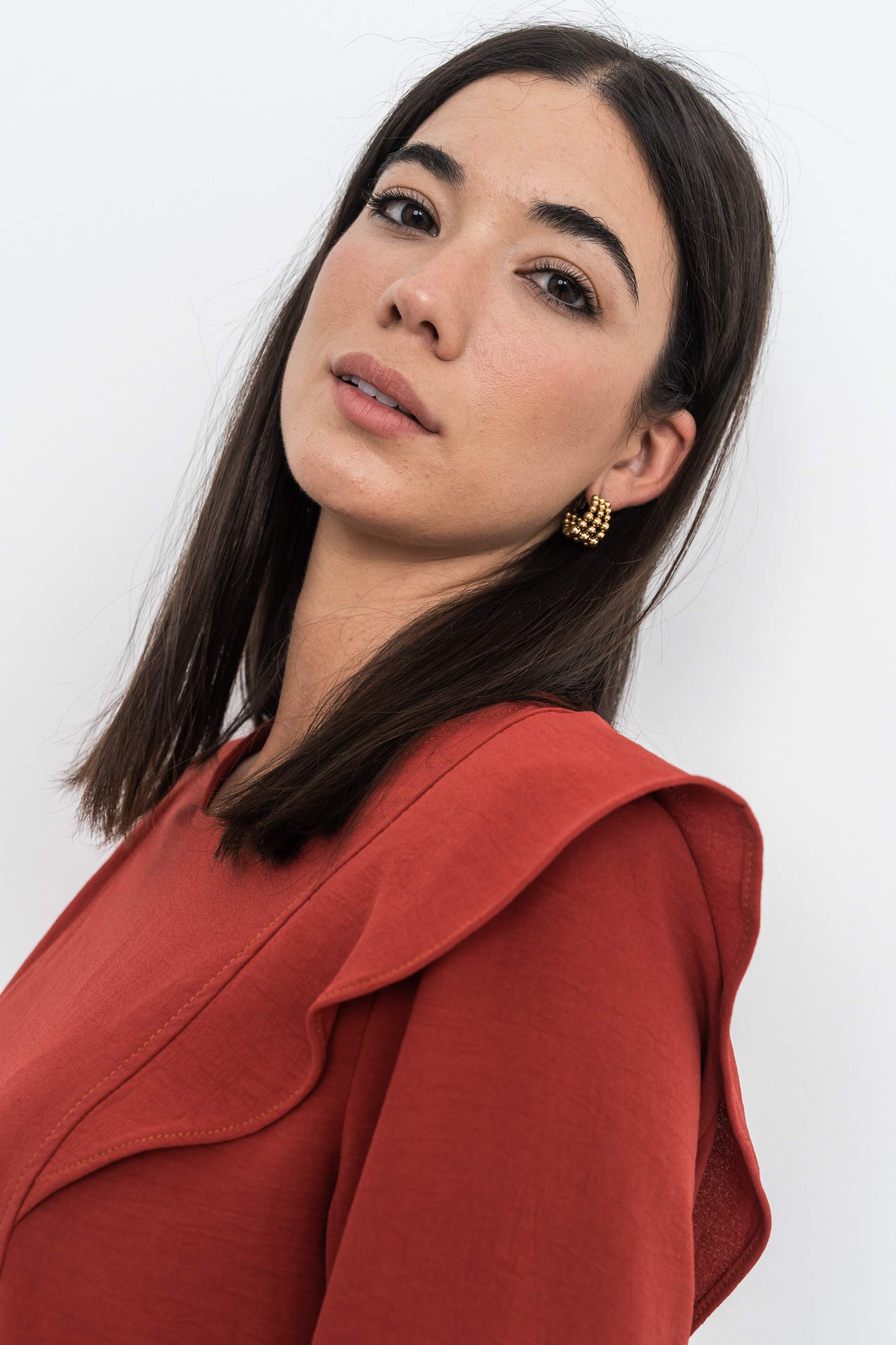 BLUSA MANGA FRANCESA VOLANTE TEJA