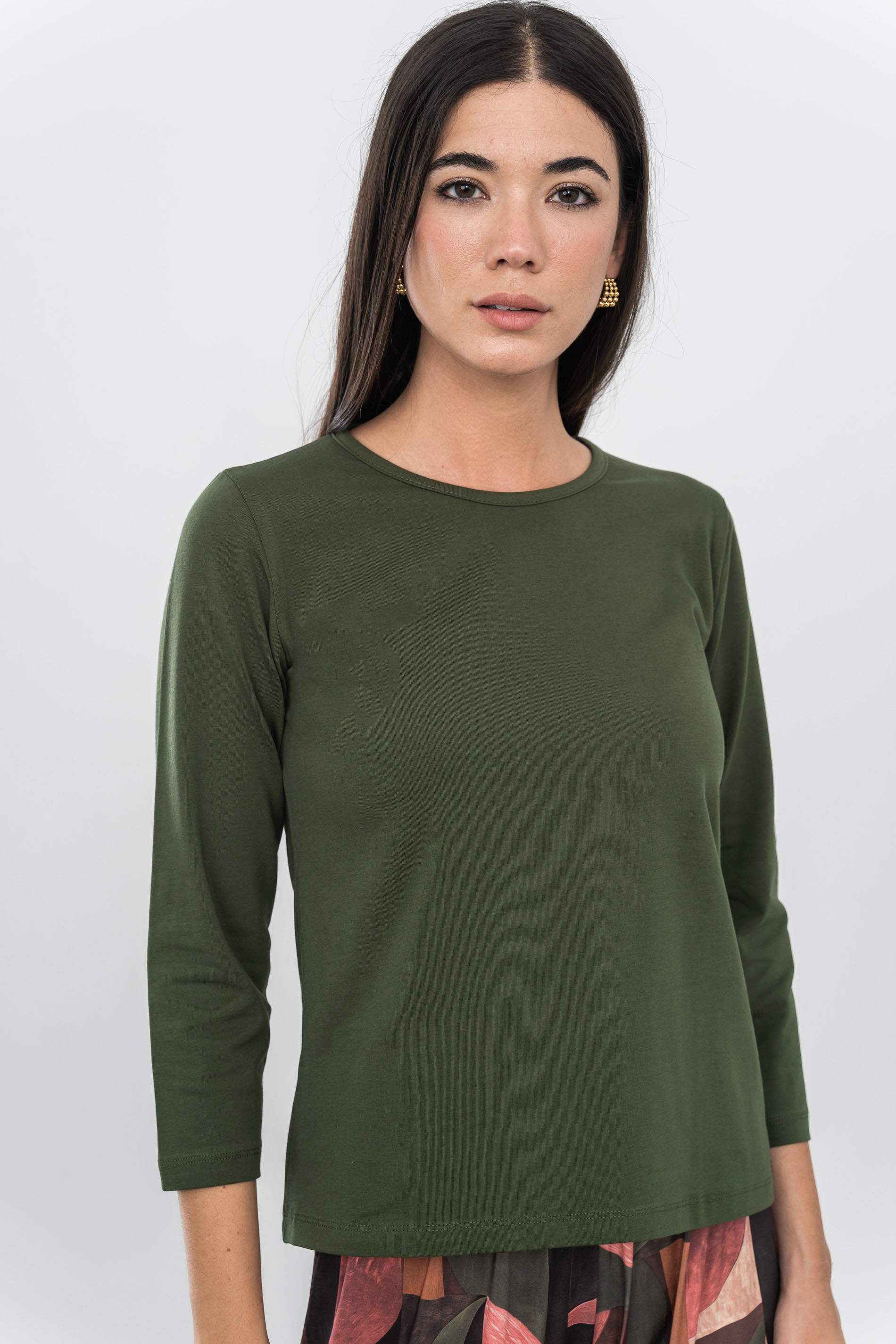 CAMISETA BÁSICA MANGA FRANCESA KAKI