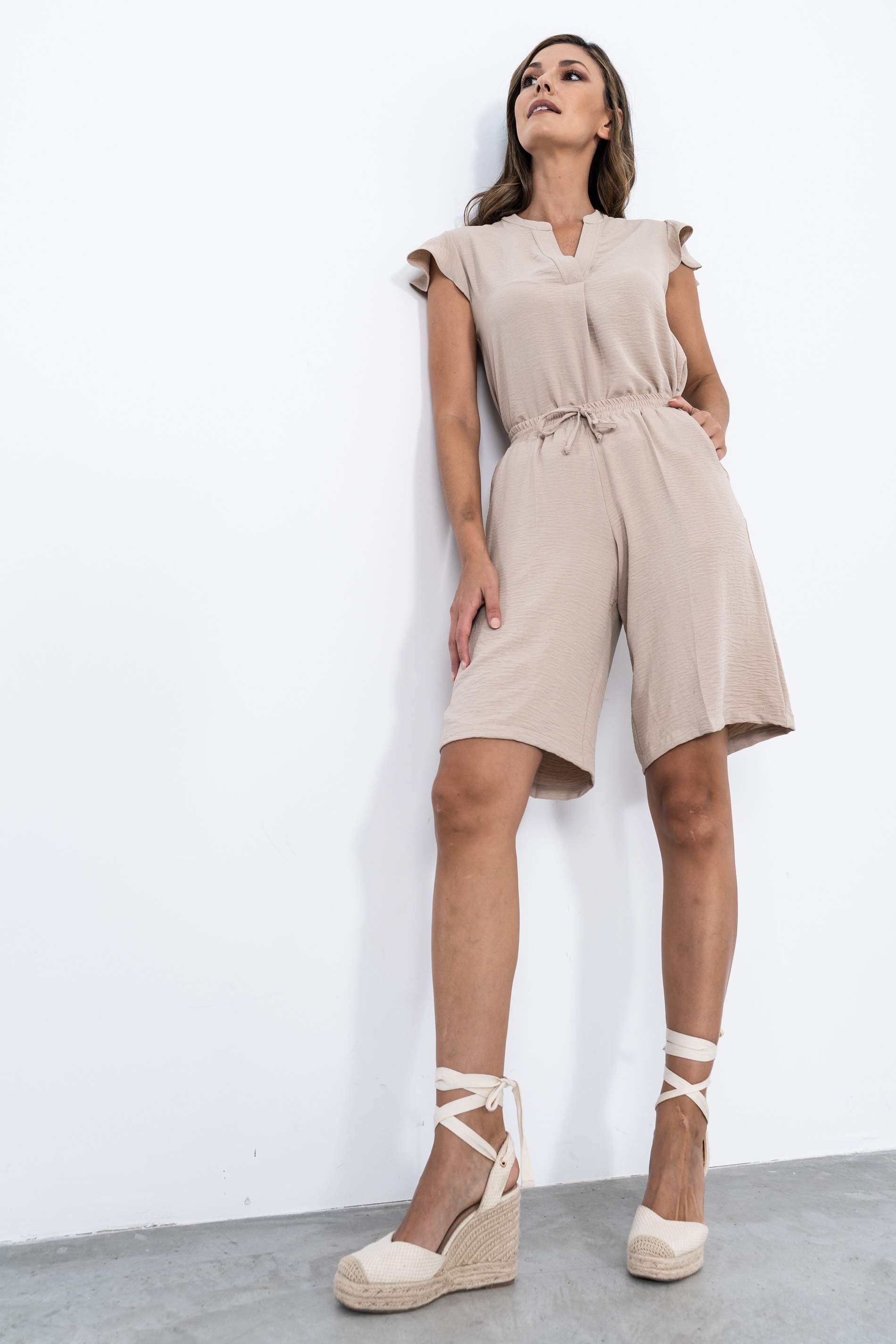 BLUSA CUELLO UVE BEIGE