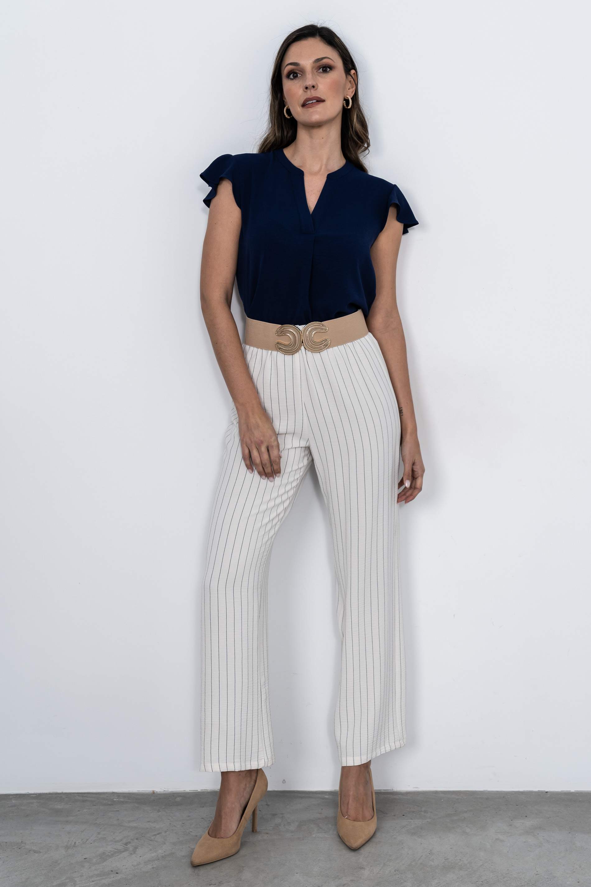 BLUSA CUELLO UVE MARINO