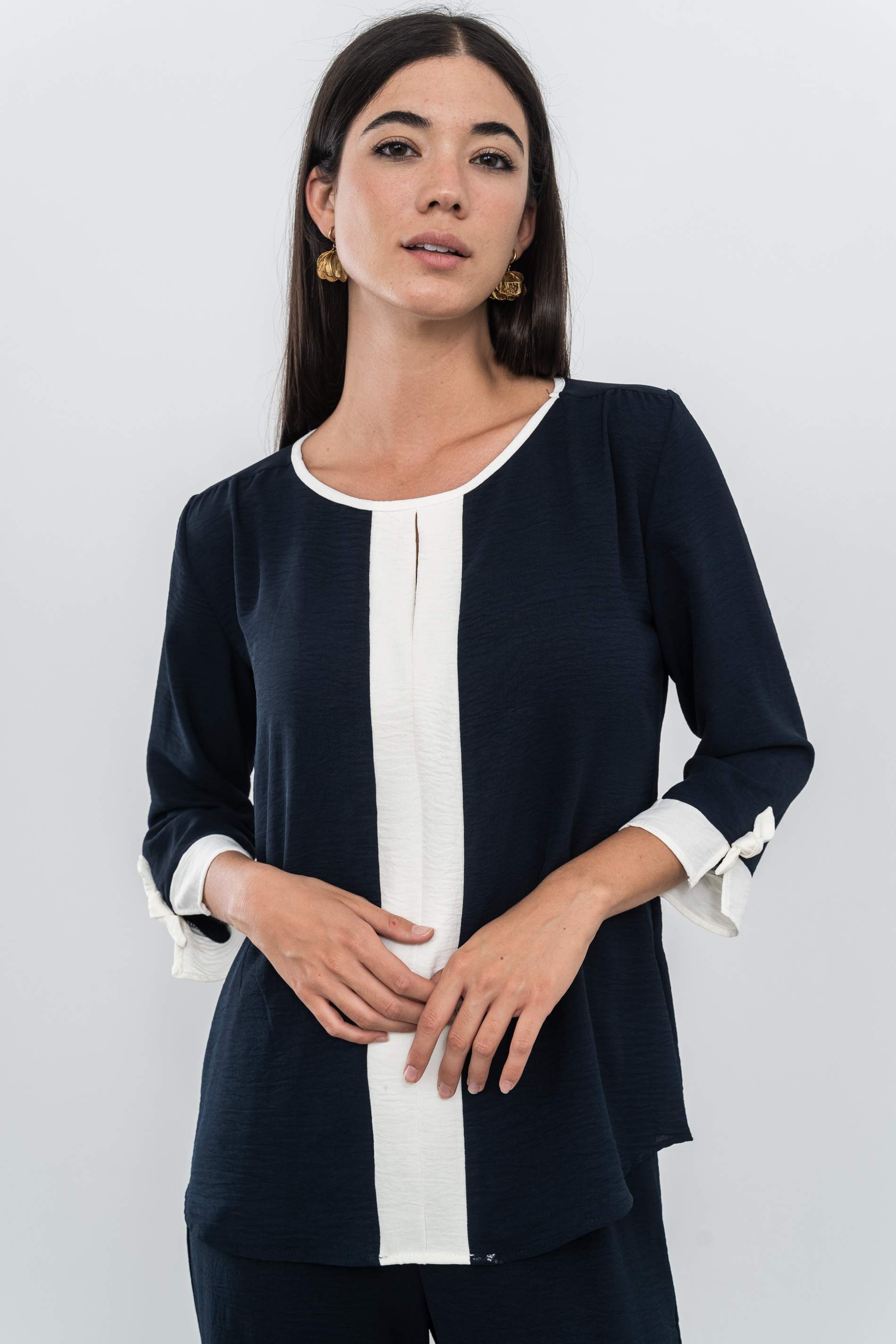 BLUSA CENEFA CONTRASTE MARINO