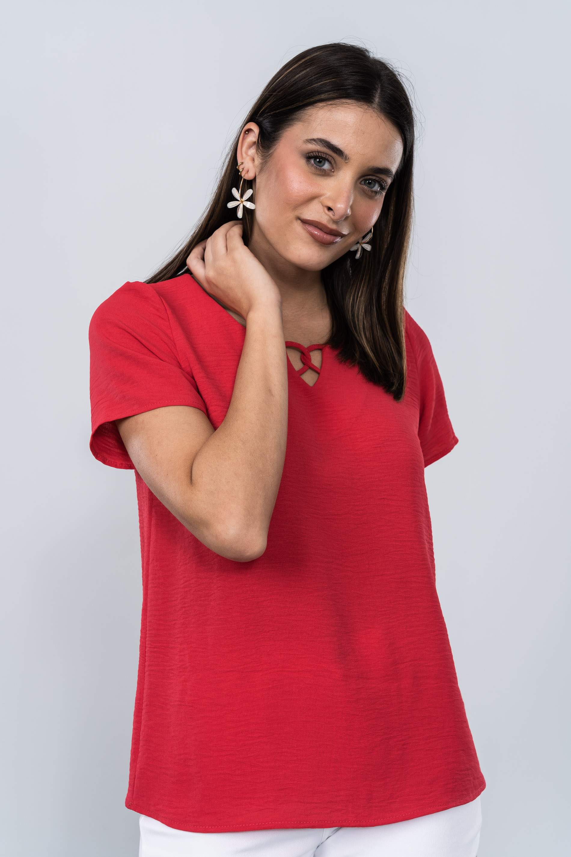 BLUSA DETALLE CRUZADO FRESA