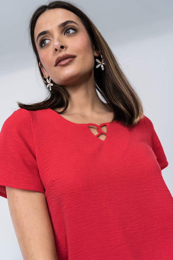 BLUSA DETALLE CRUZADO FRESA