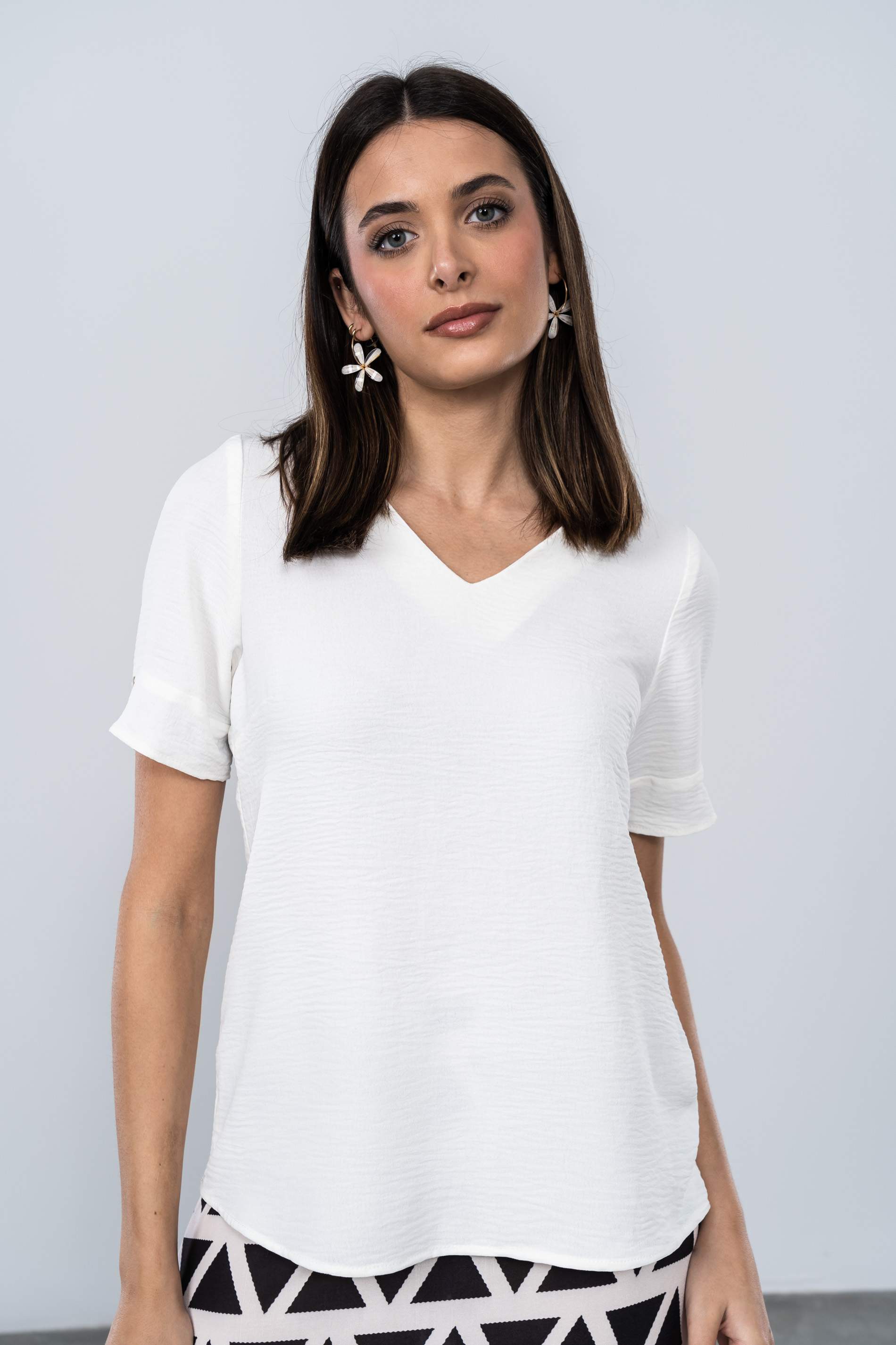 BLUSA MANGA BOTÓN MARFIL
