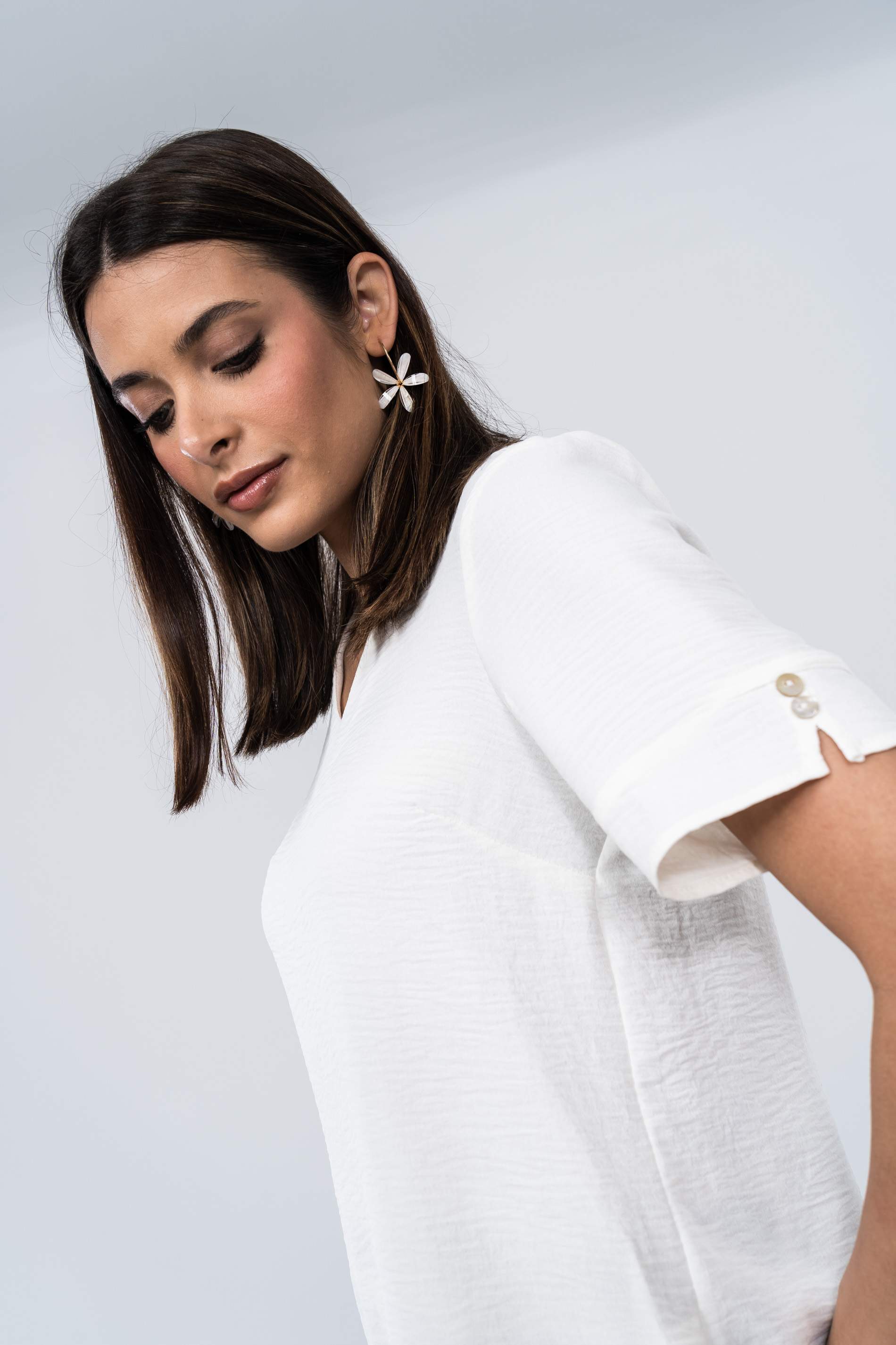 BLUSA MANGA BOTÓN MARFIL