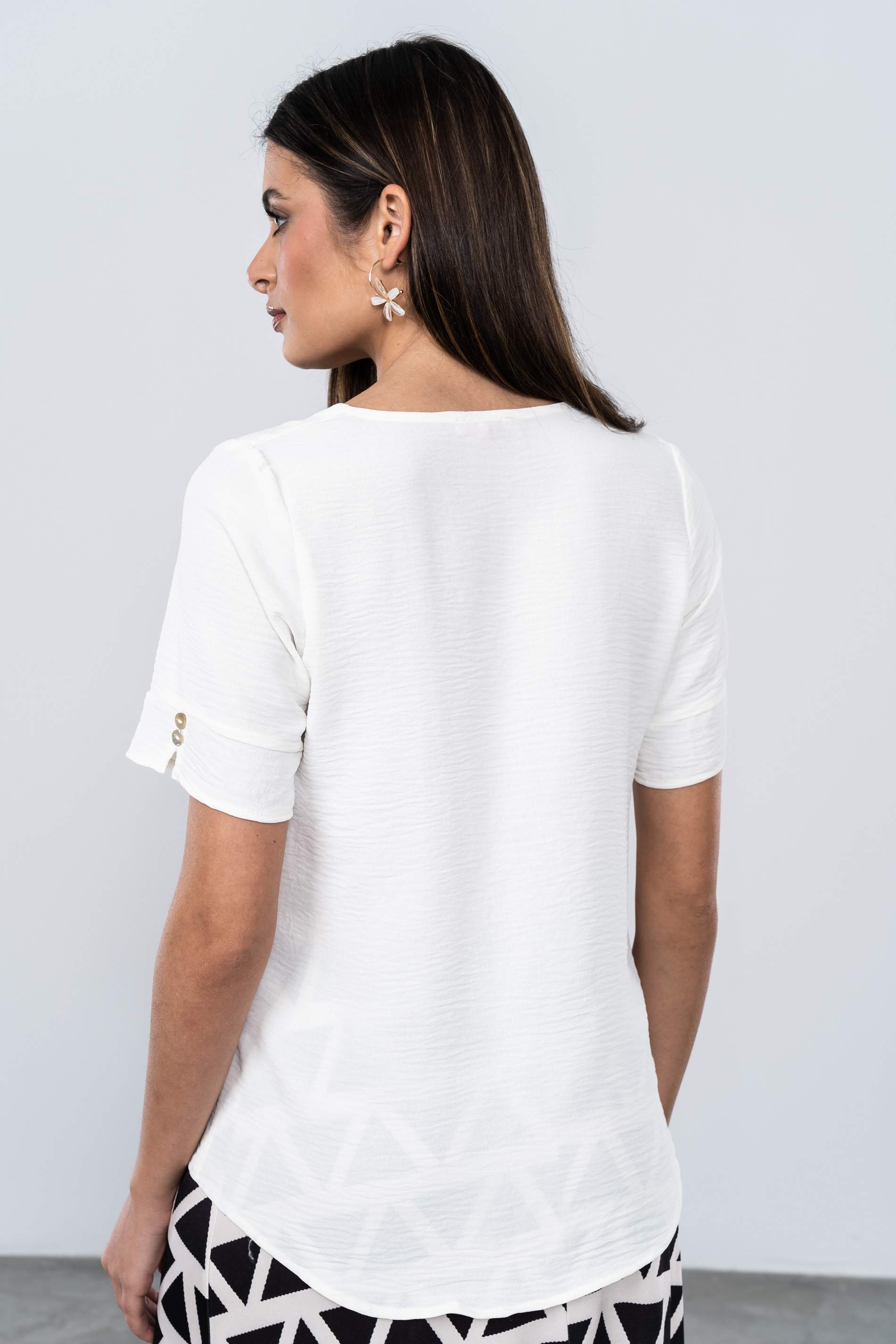 BLUSA MANGA BOTÓN MARFIL