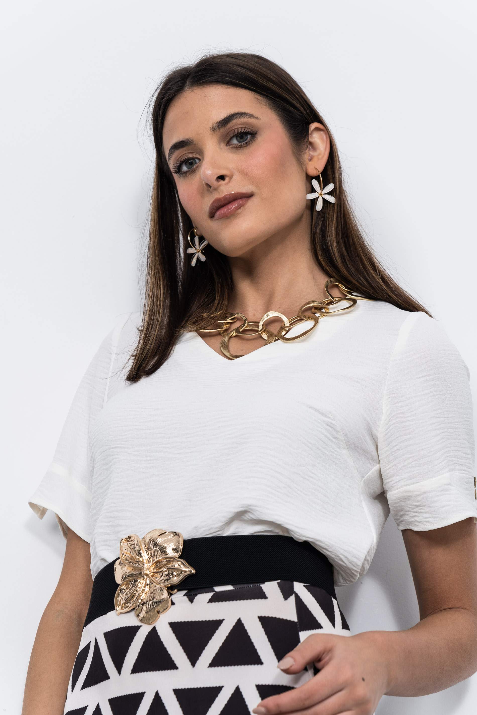 BLUSA MANGA BOTÓN MARFIL