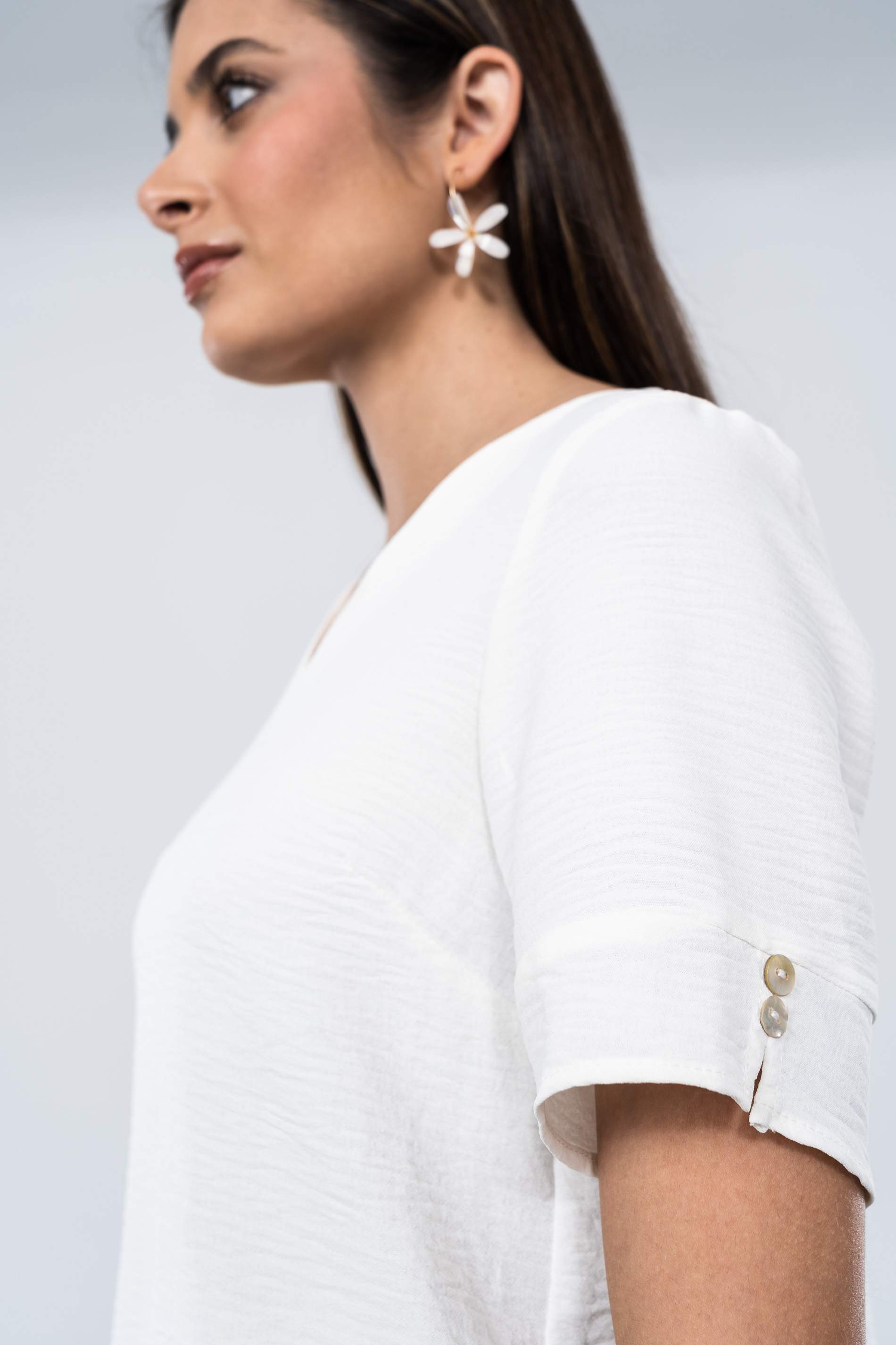 BLUSA MANGA BOTÓN MARFIL
