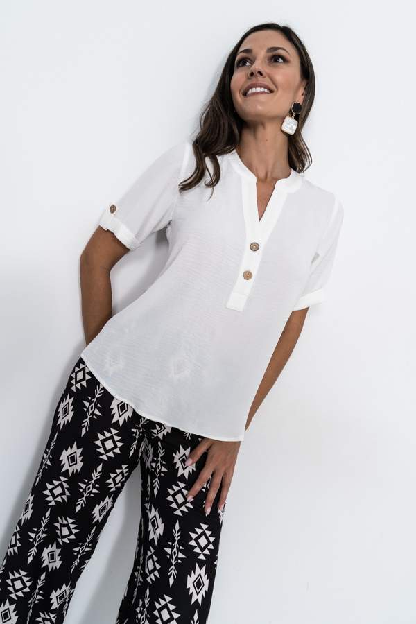 BLUSA BOTONES MANGA CORTA CRUDO