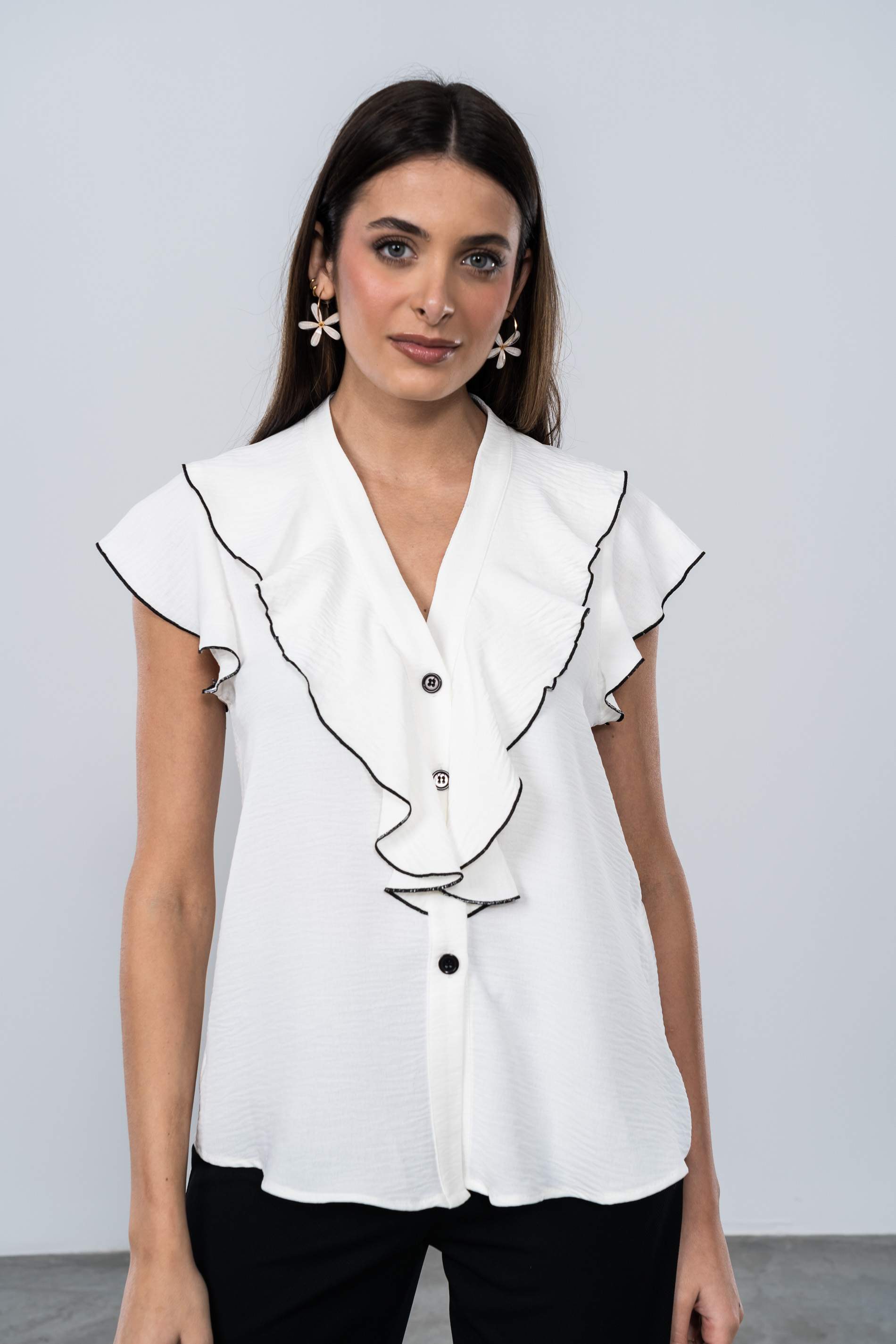 BLUSA VOLANTES CONTRASTE