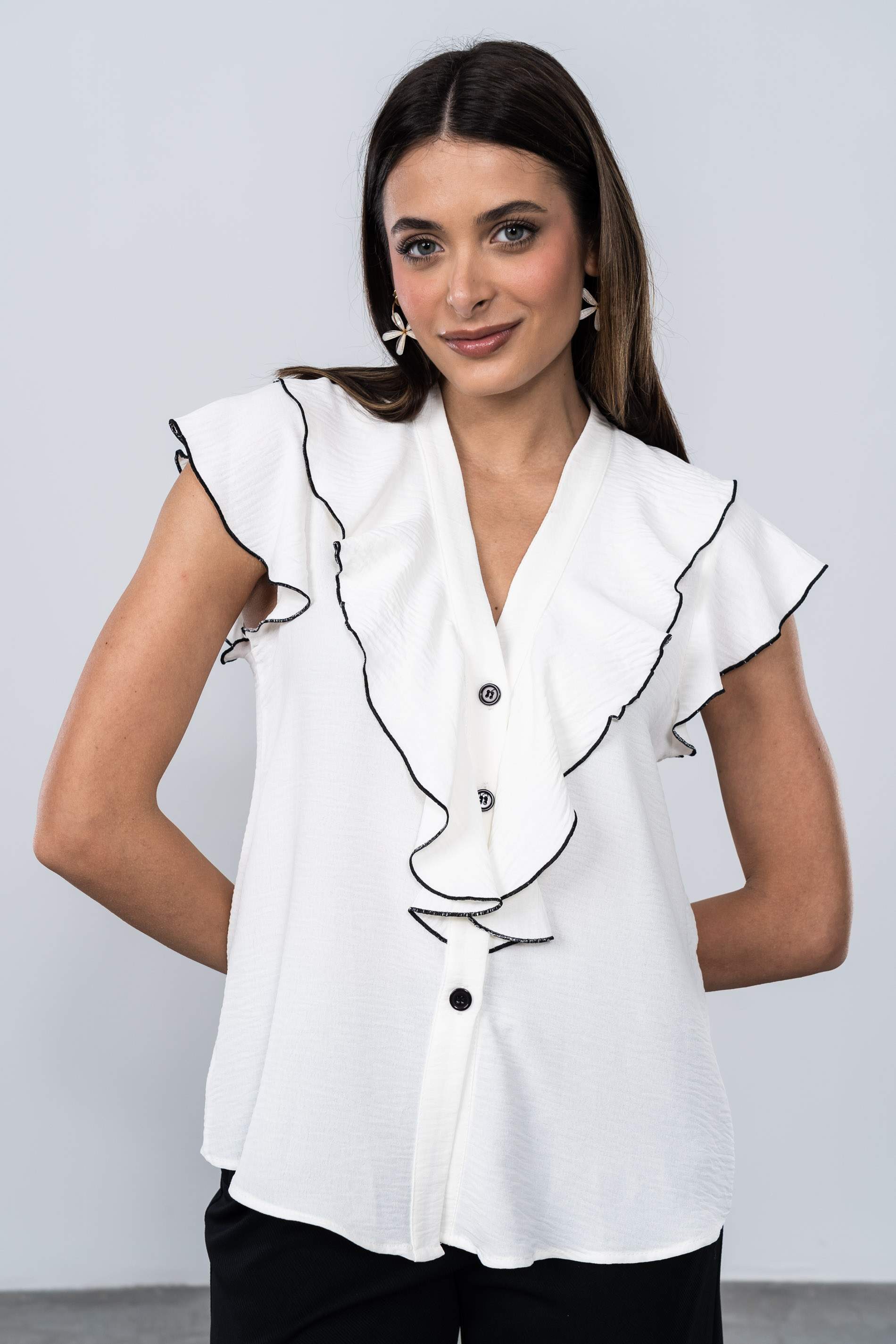 BLUSA VOLANTES CONTRASTE