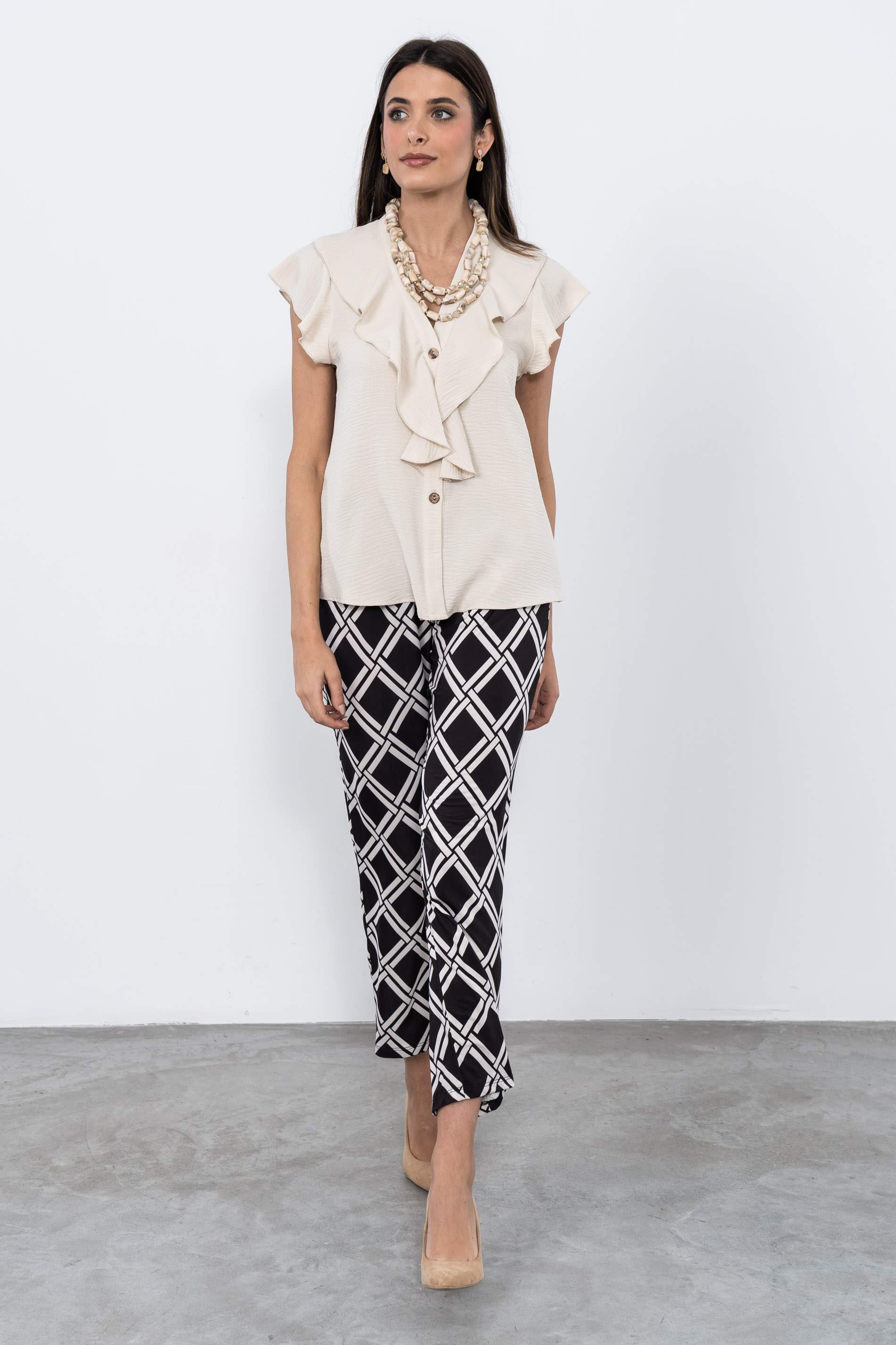 BLUSA VOLANTES BEIGE