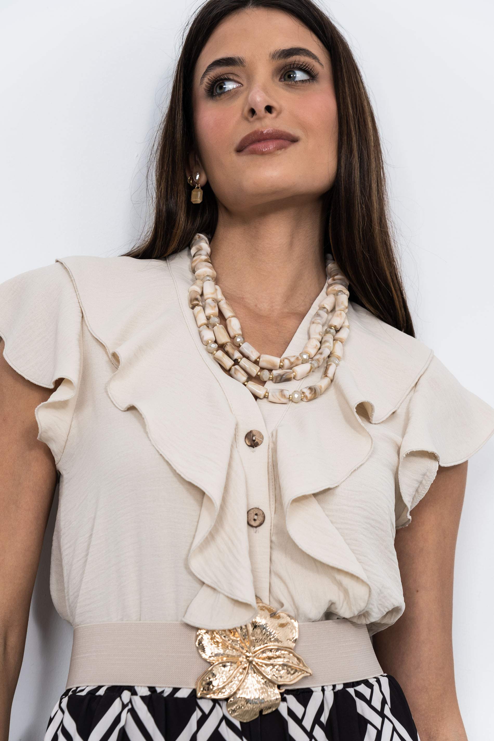 BLUSA VOLANTES BEIGE