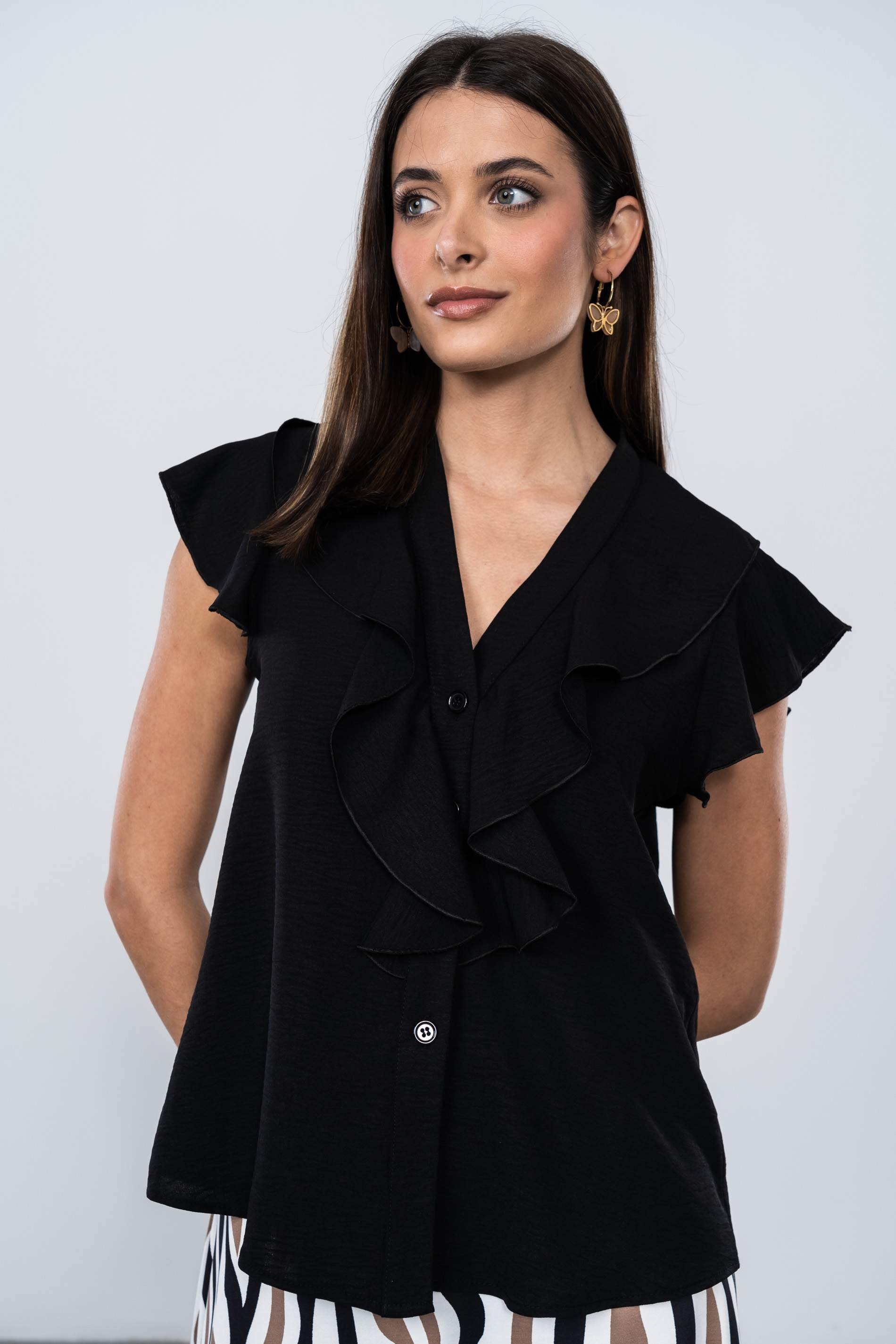 BLUSA VOLANTES NEGRO