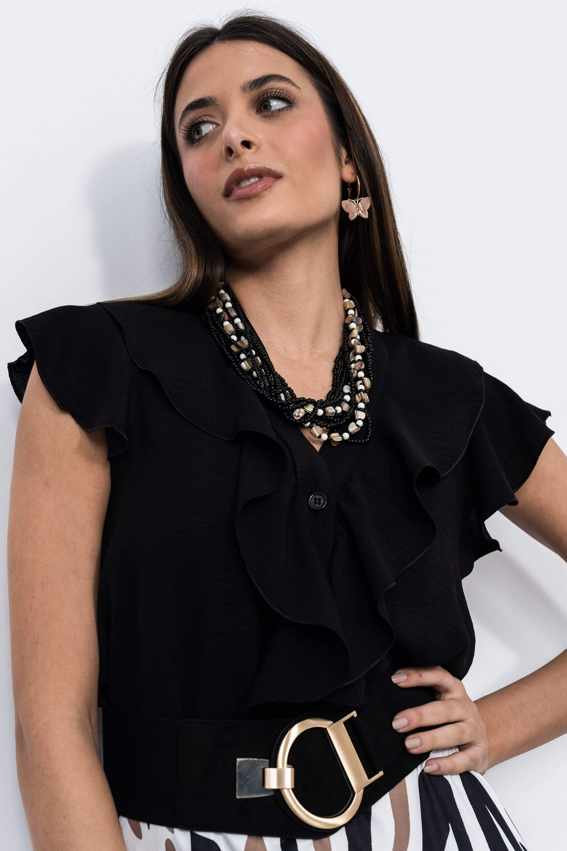 BLUSA VOLANTES NEGRO