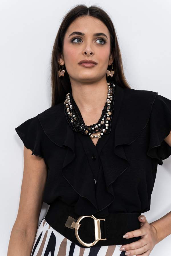 BLUSA VOLANTES NEGRO