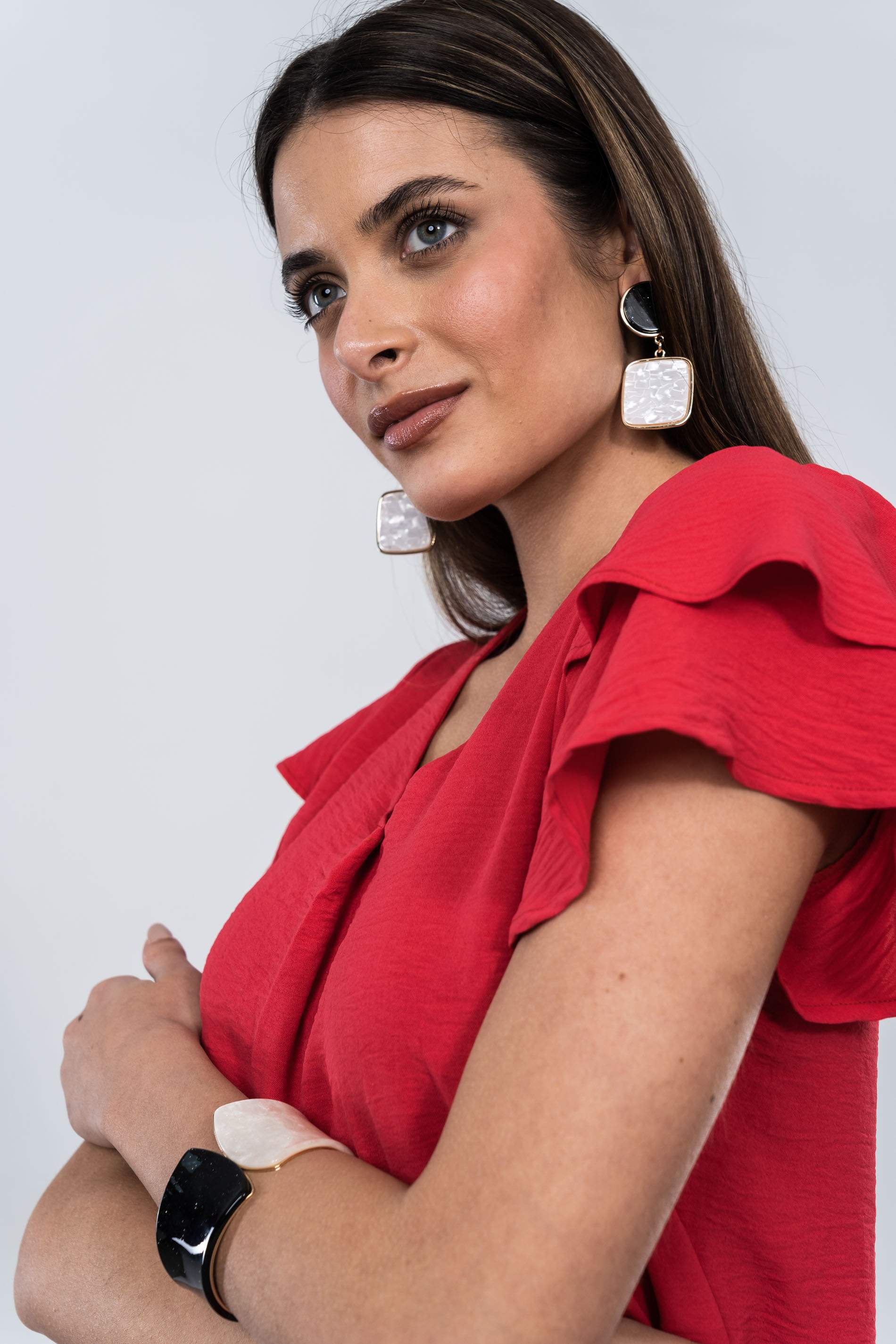 BLUSA TABLA MANGA CAPAS FRESA