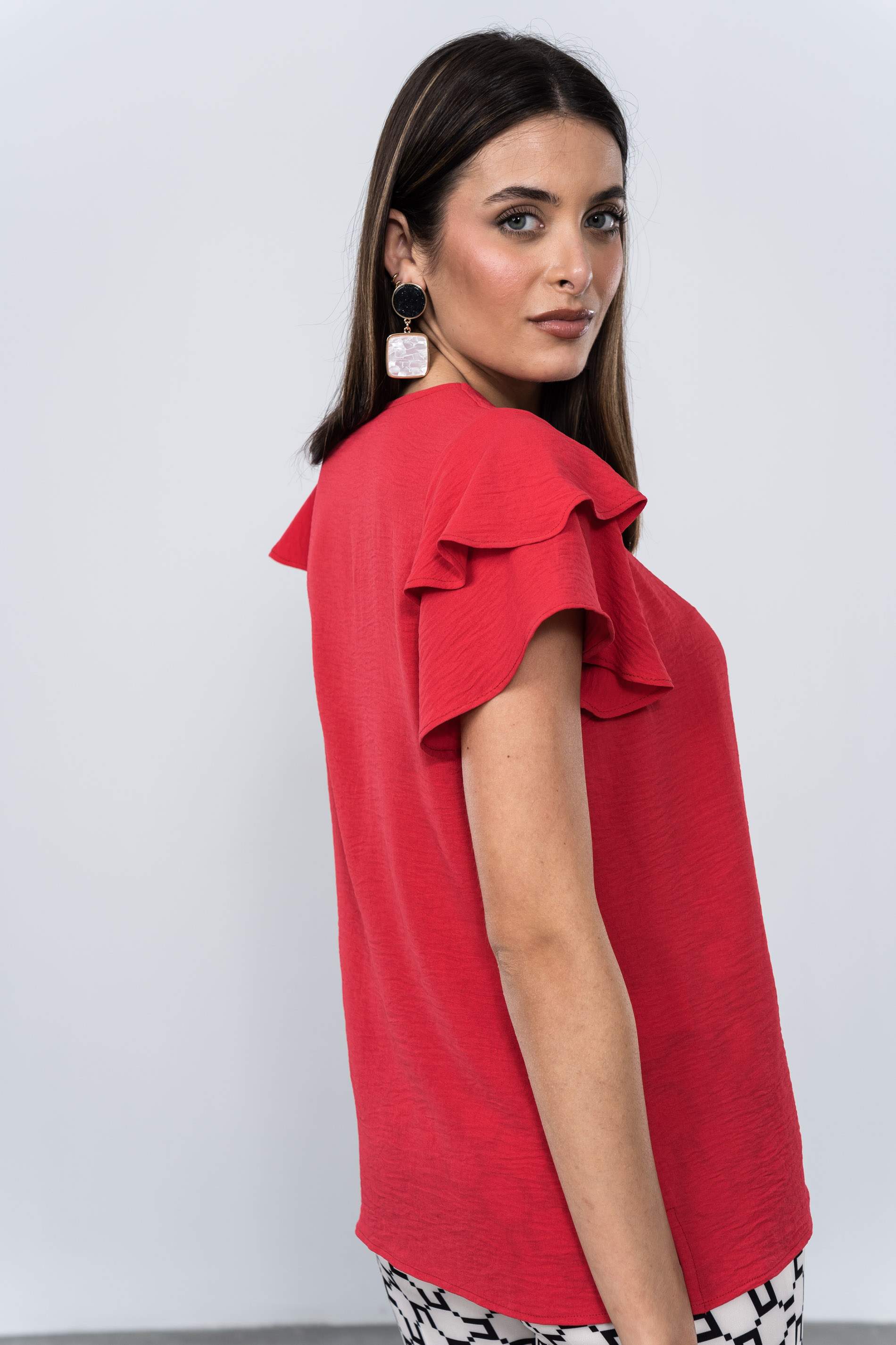 BLUSA TABLA MANGA CAPAS FRESA