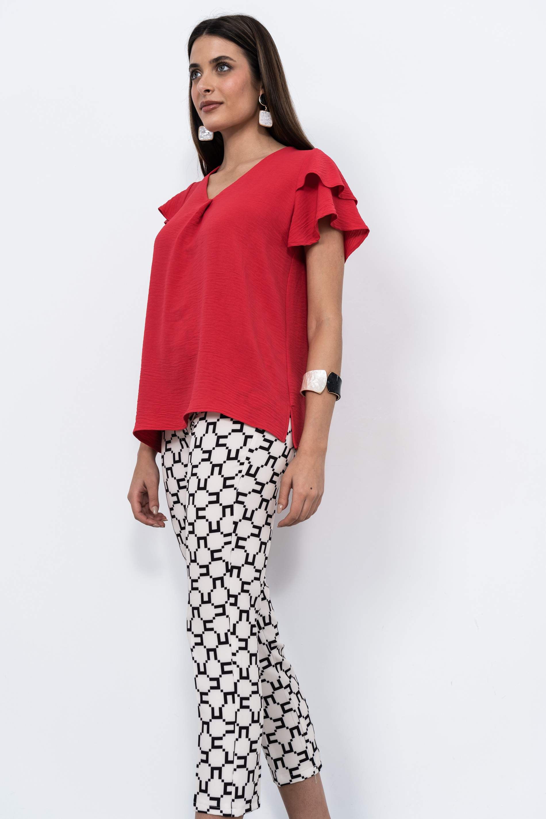 BLUSA TABLA MANGA CAPAS FRESA