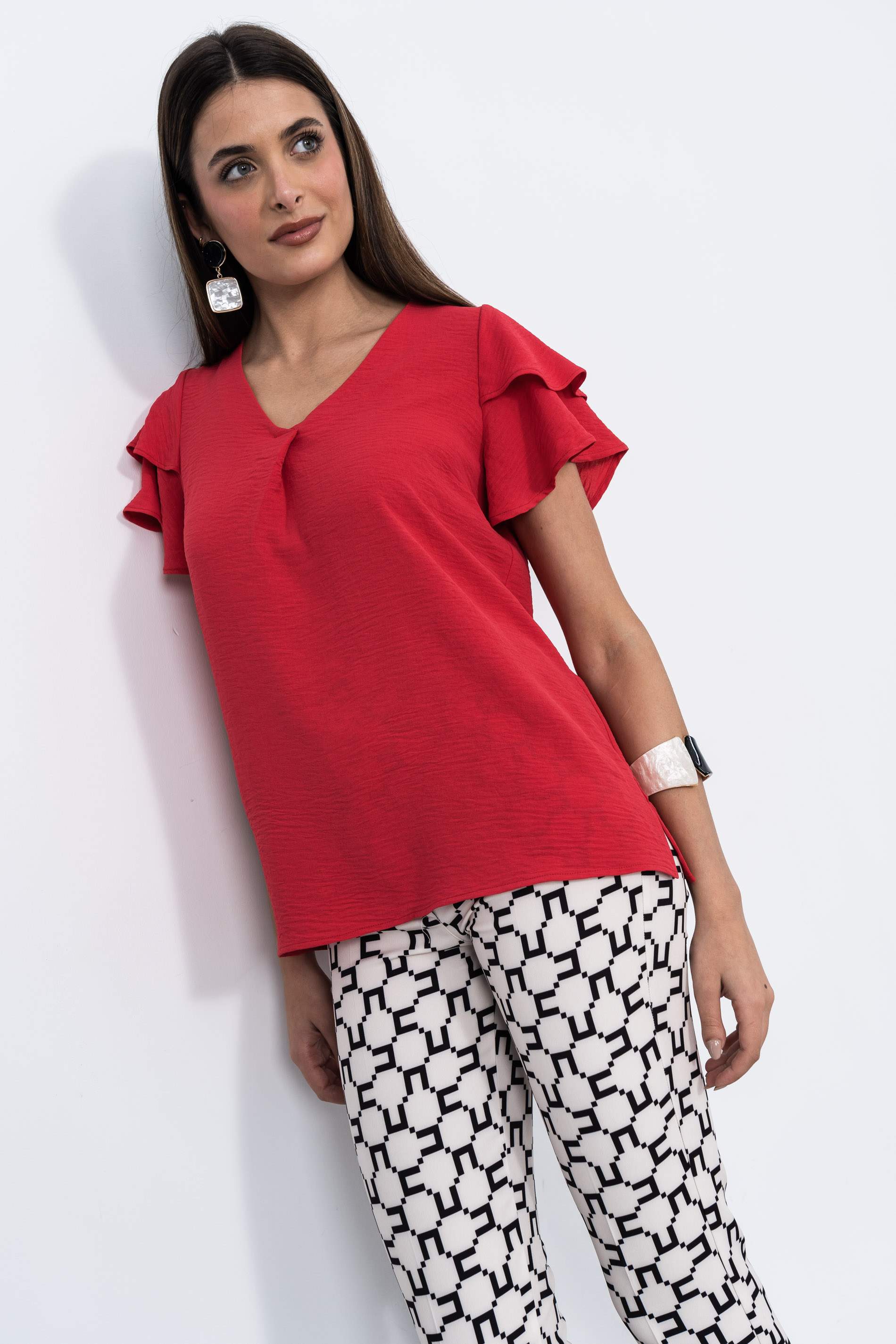 BLUSA TABLA MANGA CAPAS FRESA