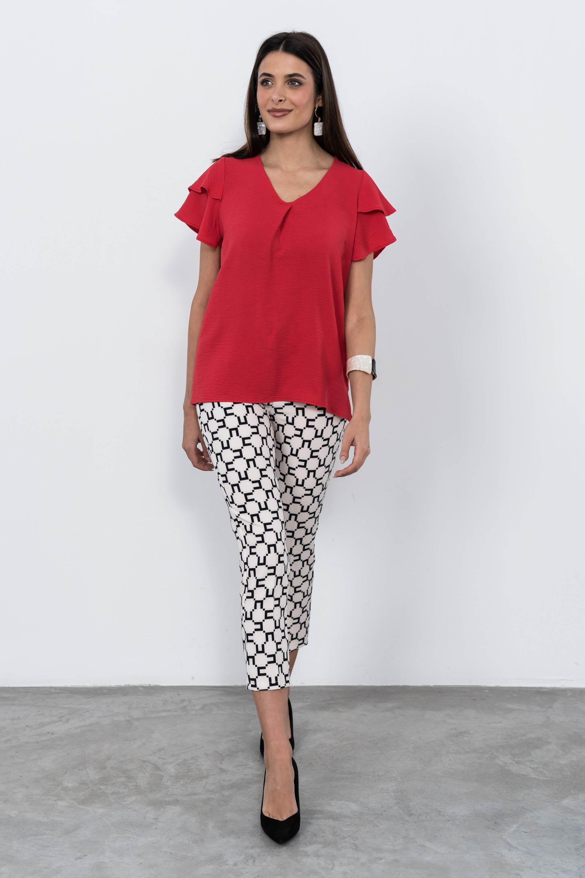 BLUSA TABLA MANGA CAPAS FRESA