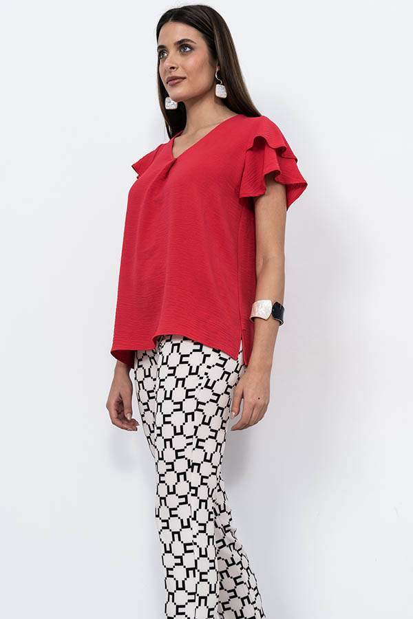 BLUSA TABLA MANGA CAPAS FRESA