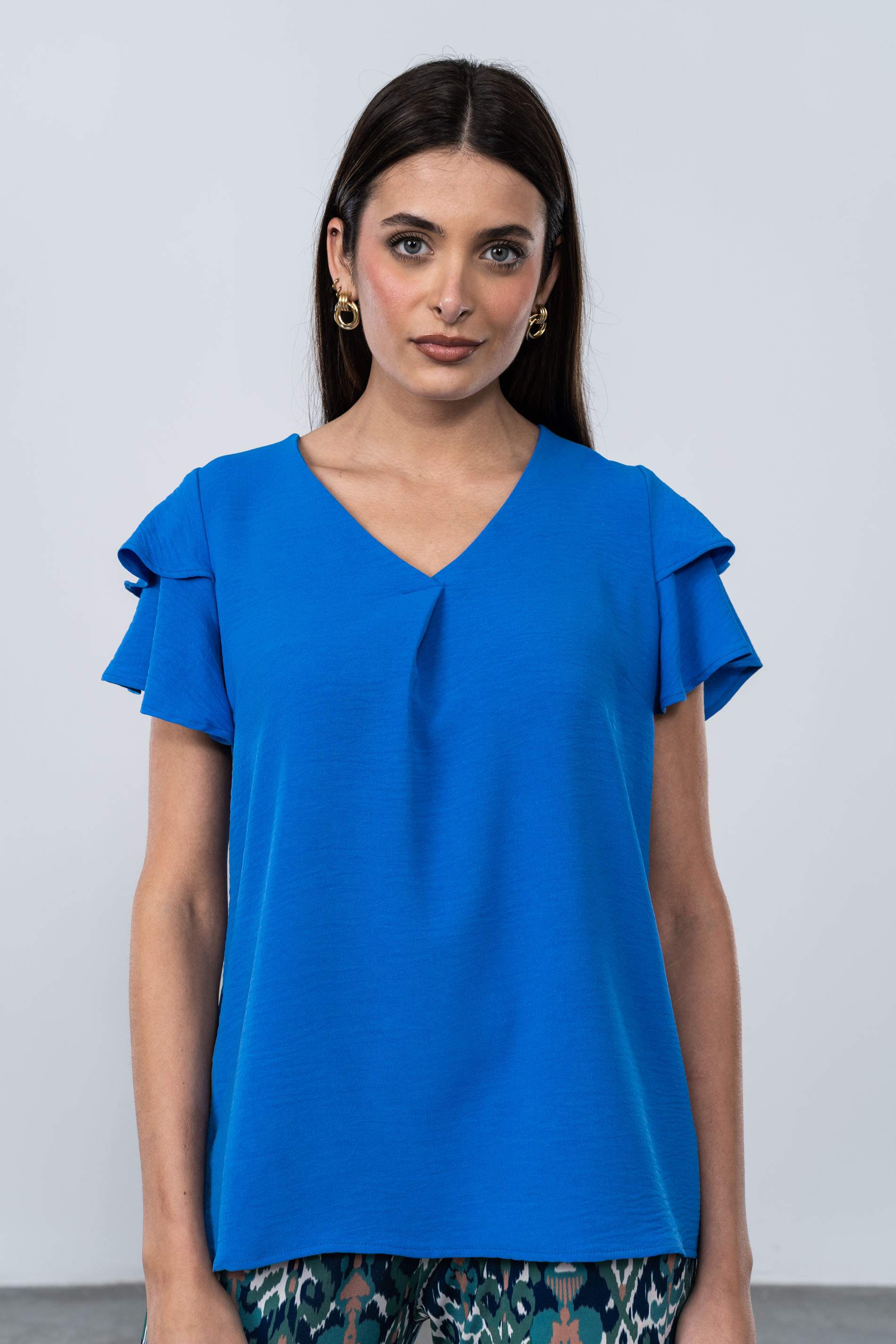 BLUSA TABLA MANGA CAPAS AZUL