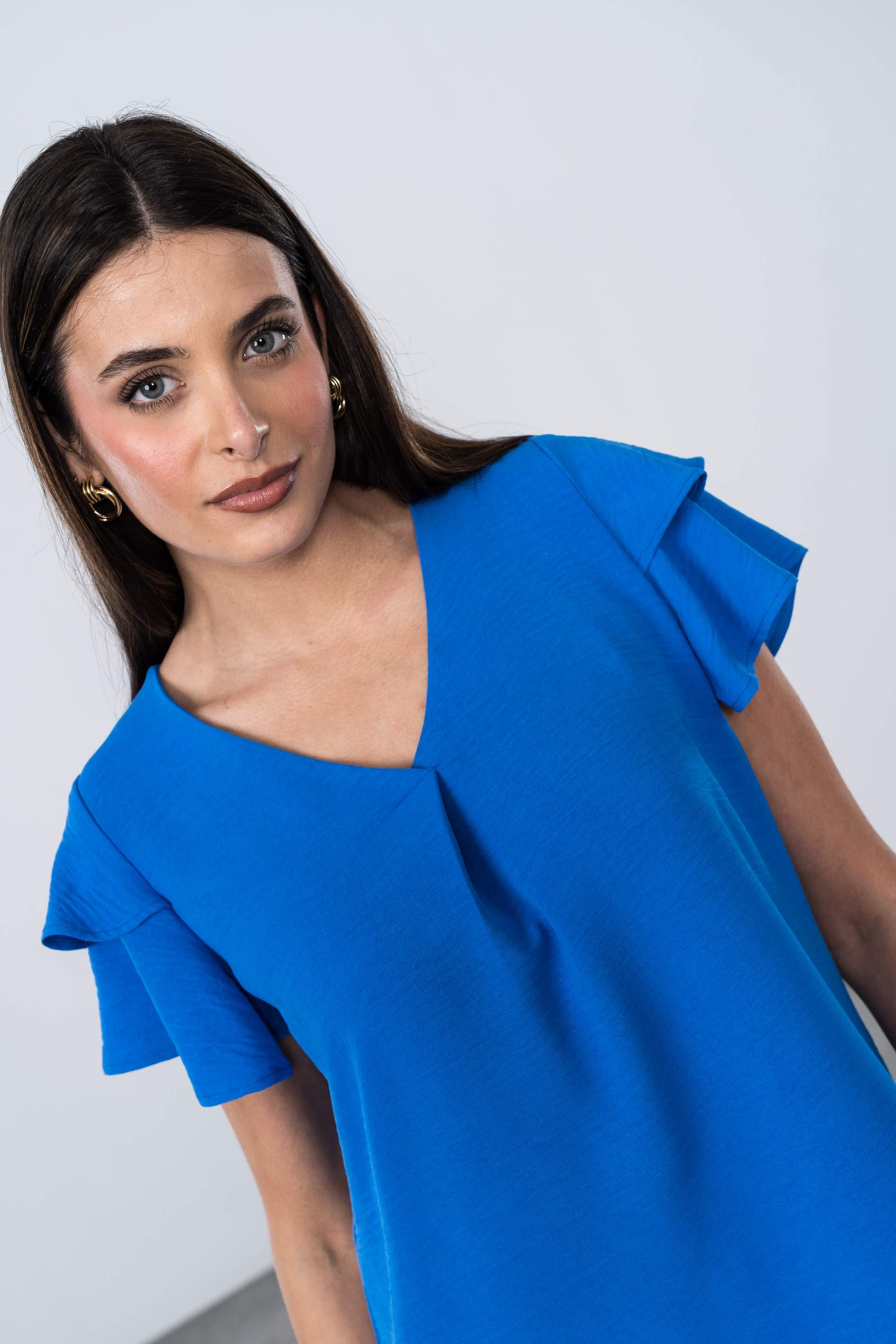 BLUSA TABLA MANGA CAPAS AZUL