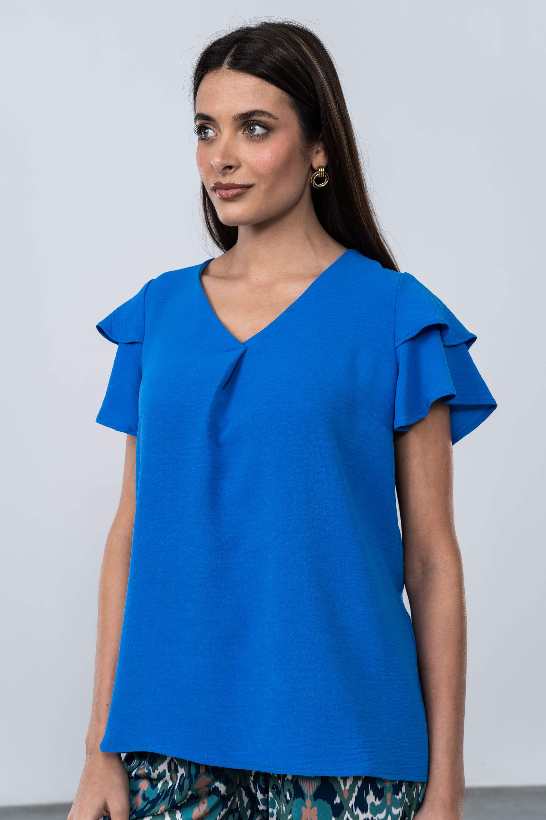 BLUSA TABLA MANGA CAPAS AZUL