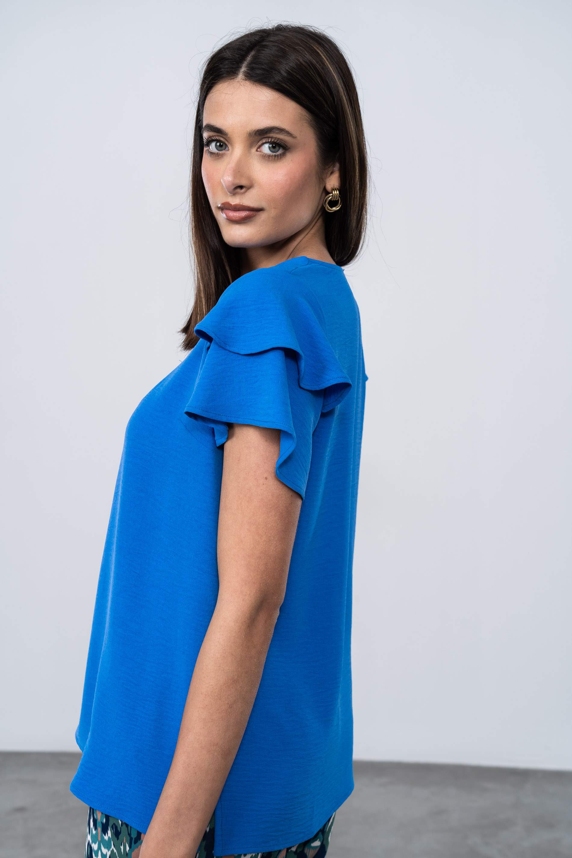 BLUSA TABLA MANGA CAPAS AZUL