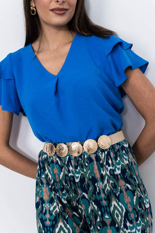 BLUSA TABLA MANGA CAPAS AZUL