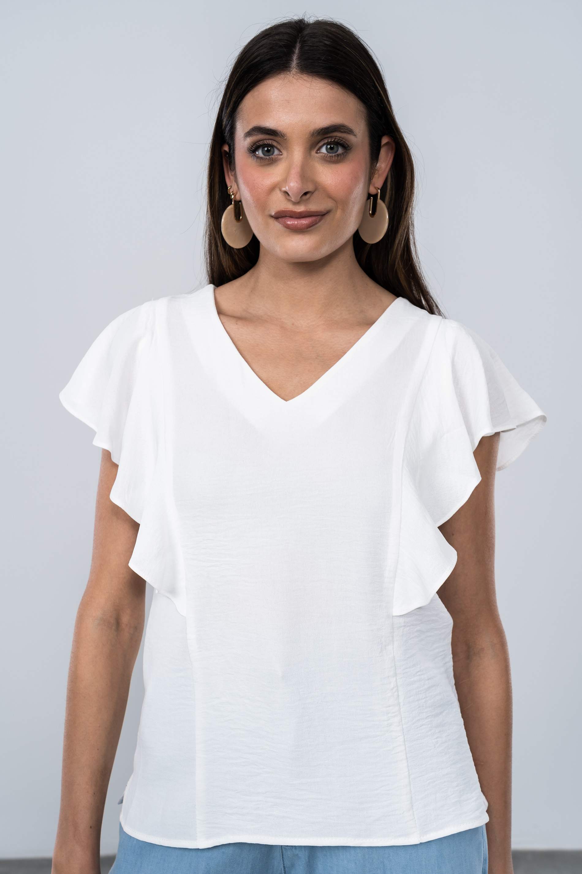 BLUSA CORTES VOLANTES CRUDO