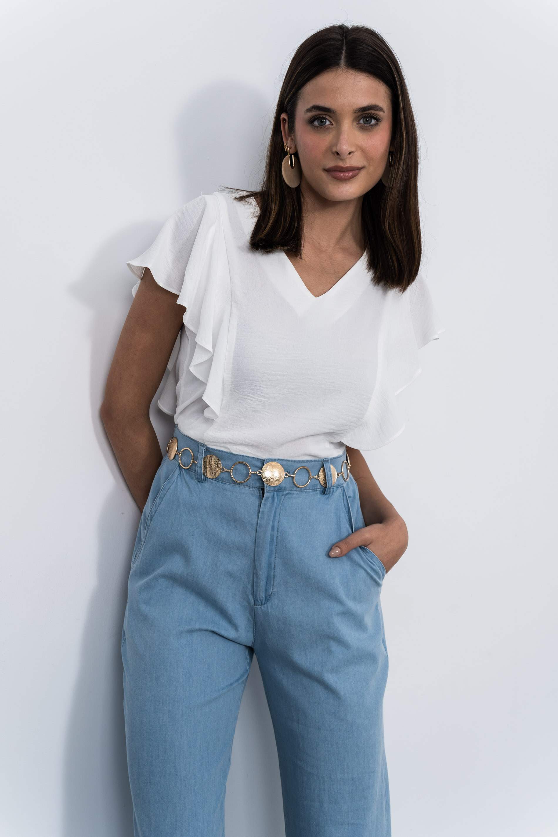 BLUSA CORTES VOLANTES CRUDO
