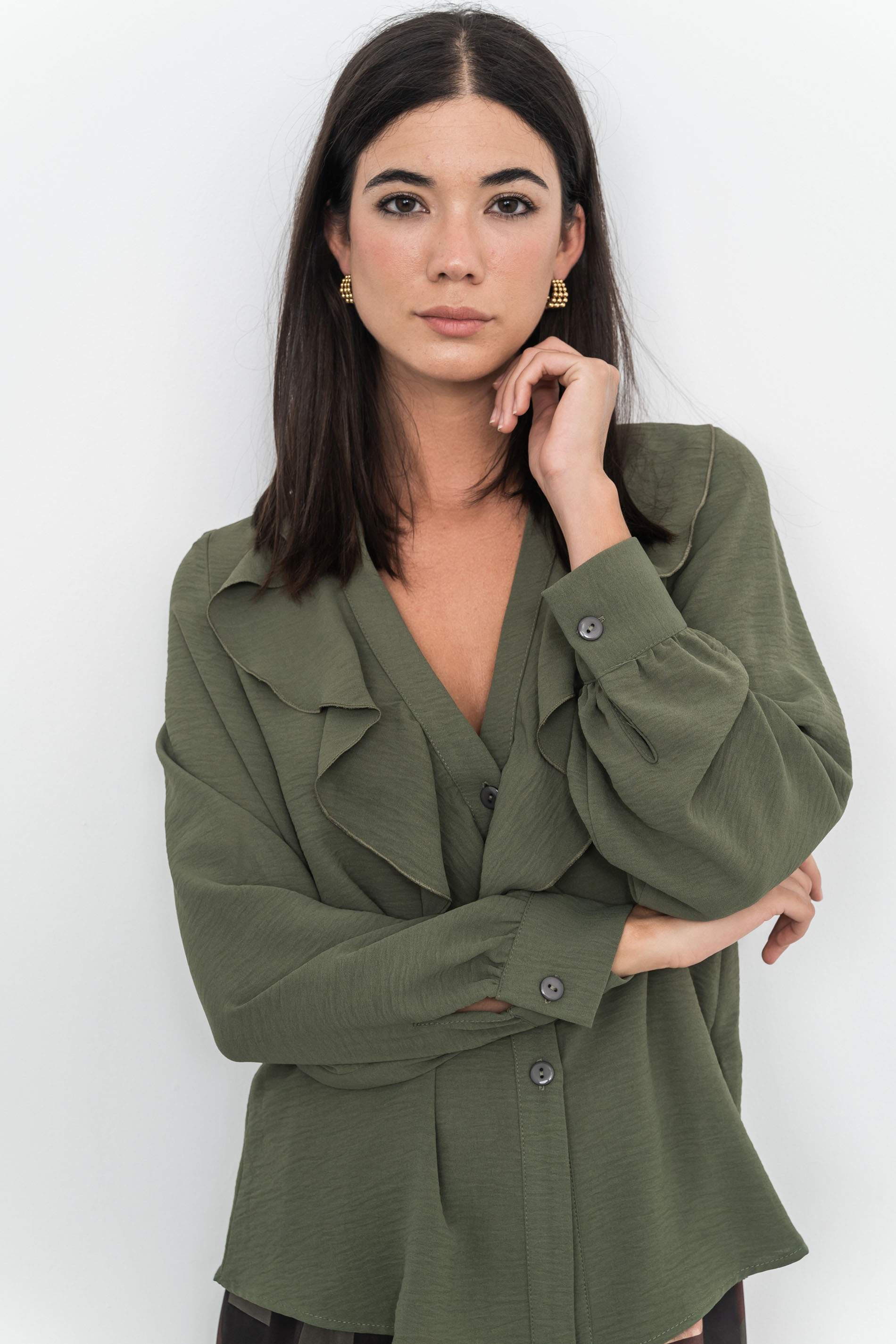 BLUSA VOLANTE MANGA LARGA