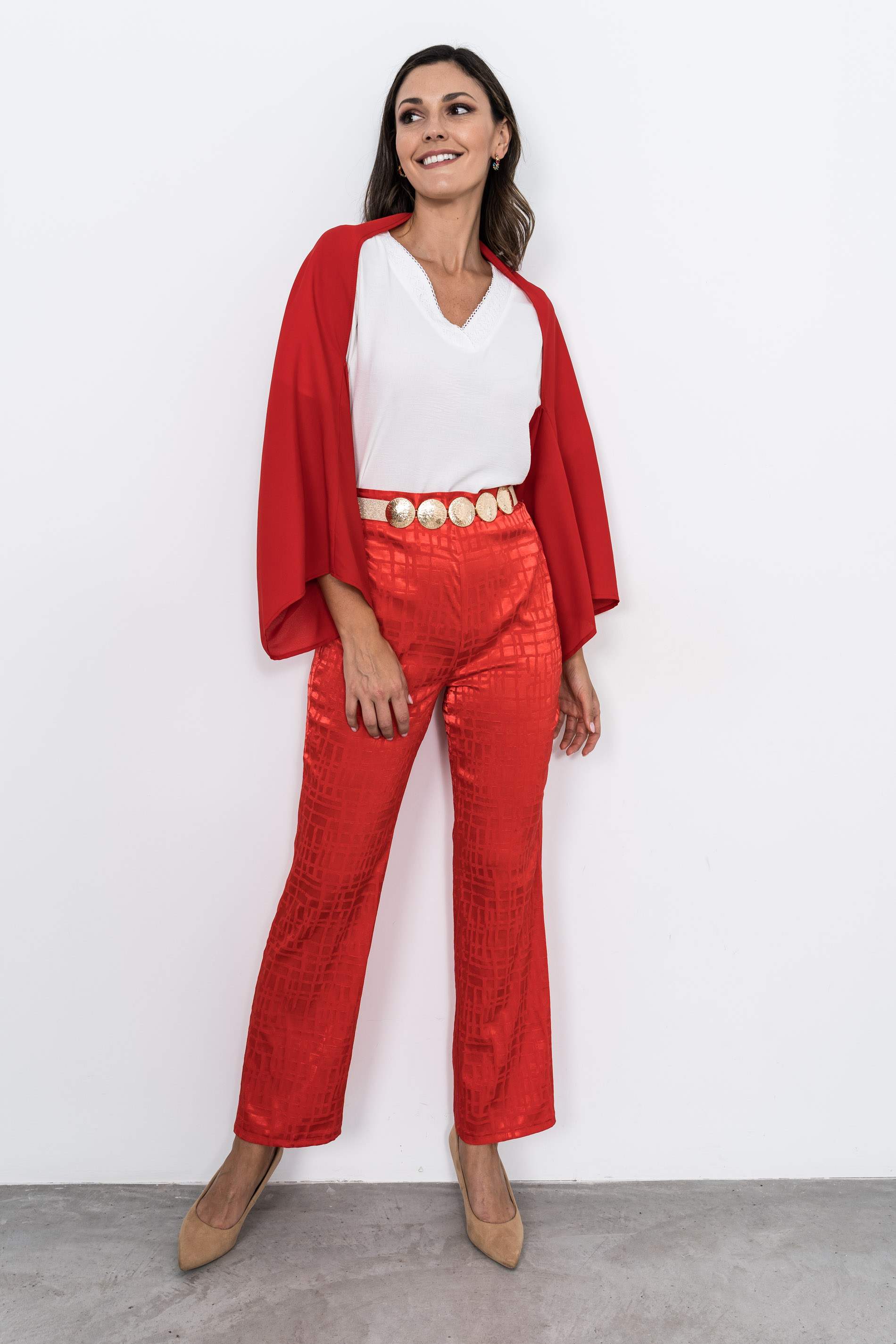 BLUSA CUELLO PICO PUNTILLAS CRUDO