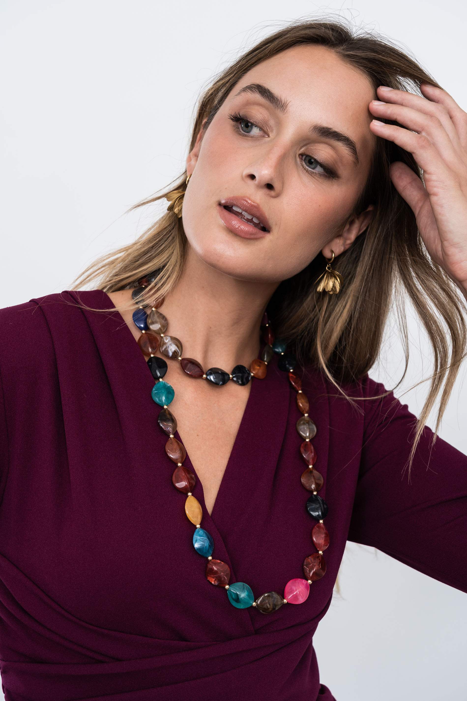 VESTIDO DETALLE CRUZADO BERENJENA