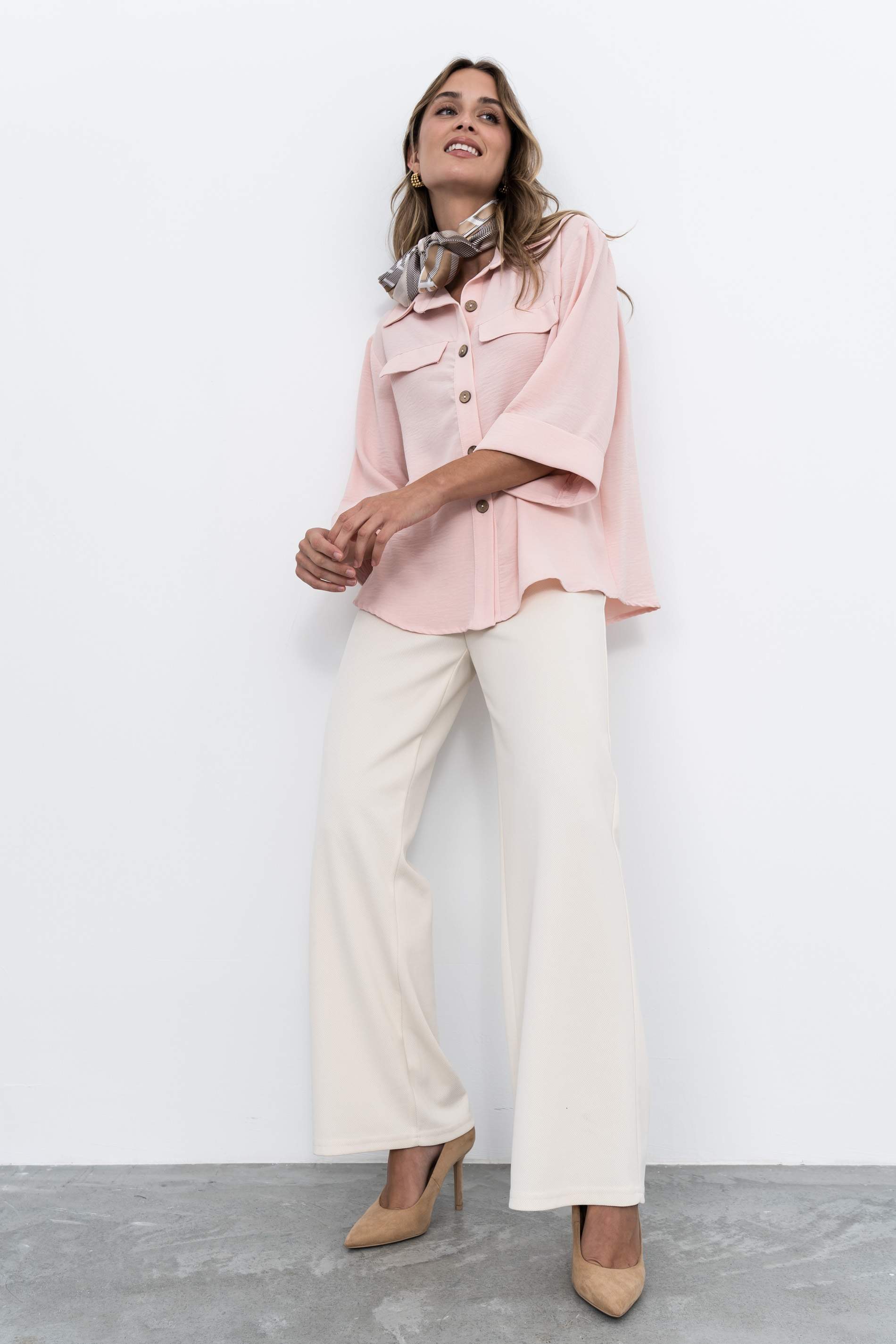 CAMISA MANGAS VUELTA ROSA