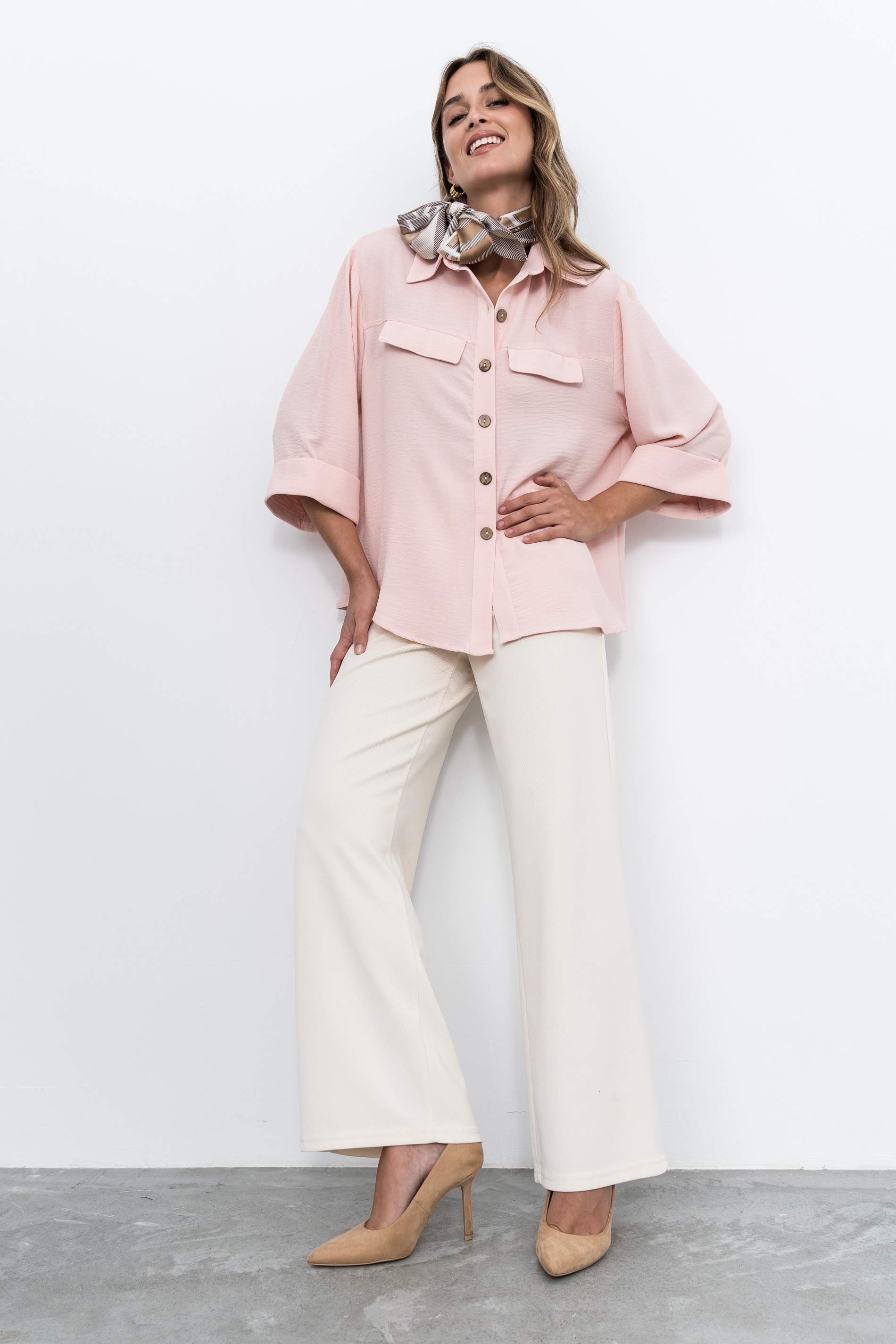 CAMISA MANGAS VUELTA ROSA