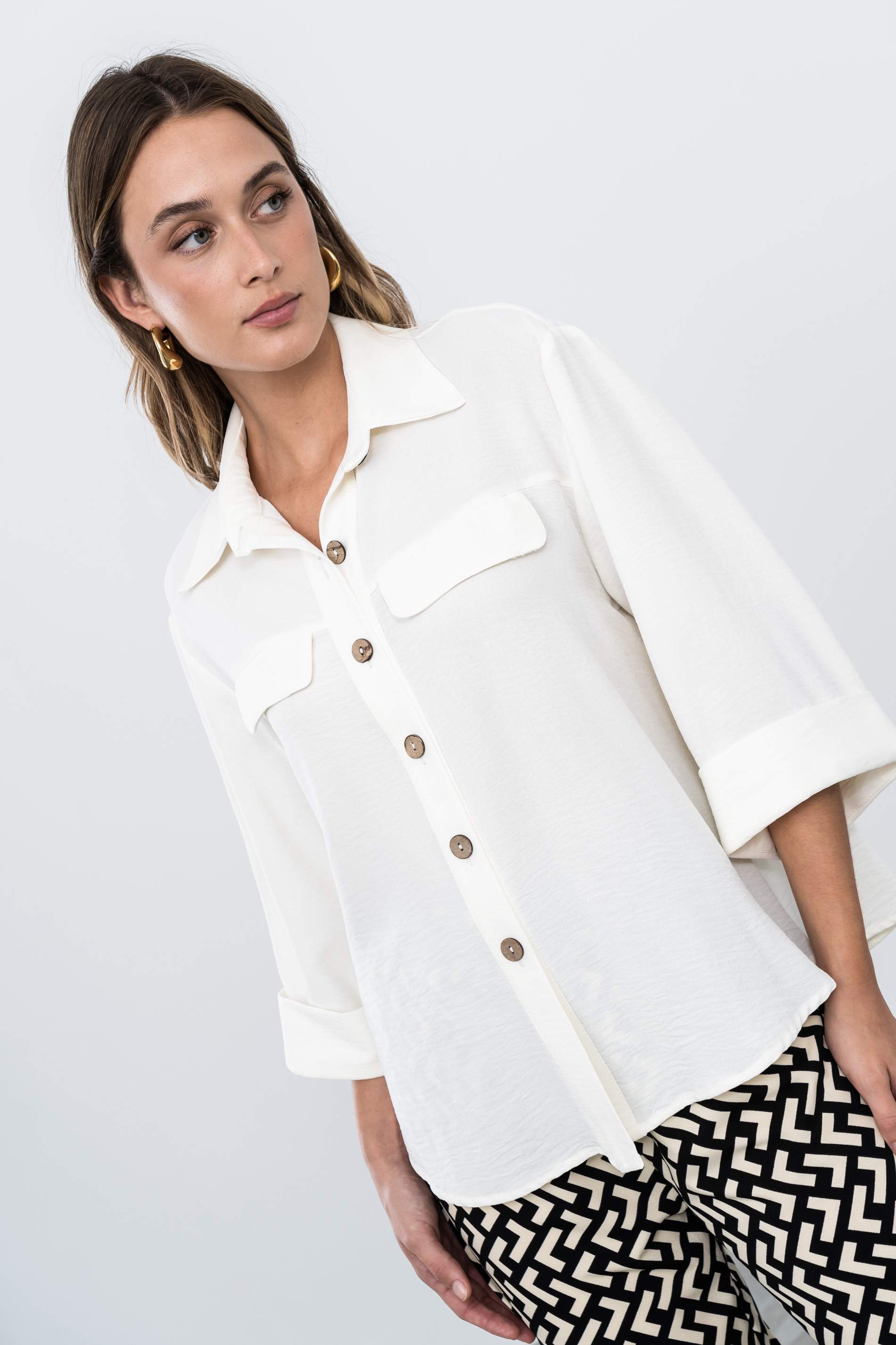 CAMISA MANGAS VUELTA CRUDO