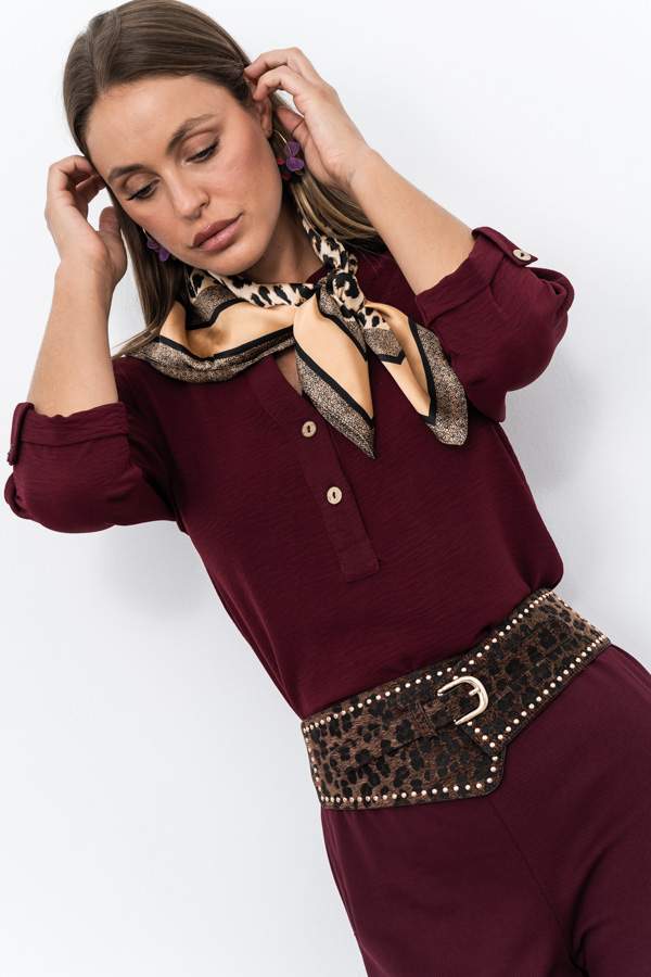 BLUSA BOTONES MANGA FRANCESA GRANATE