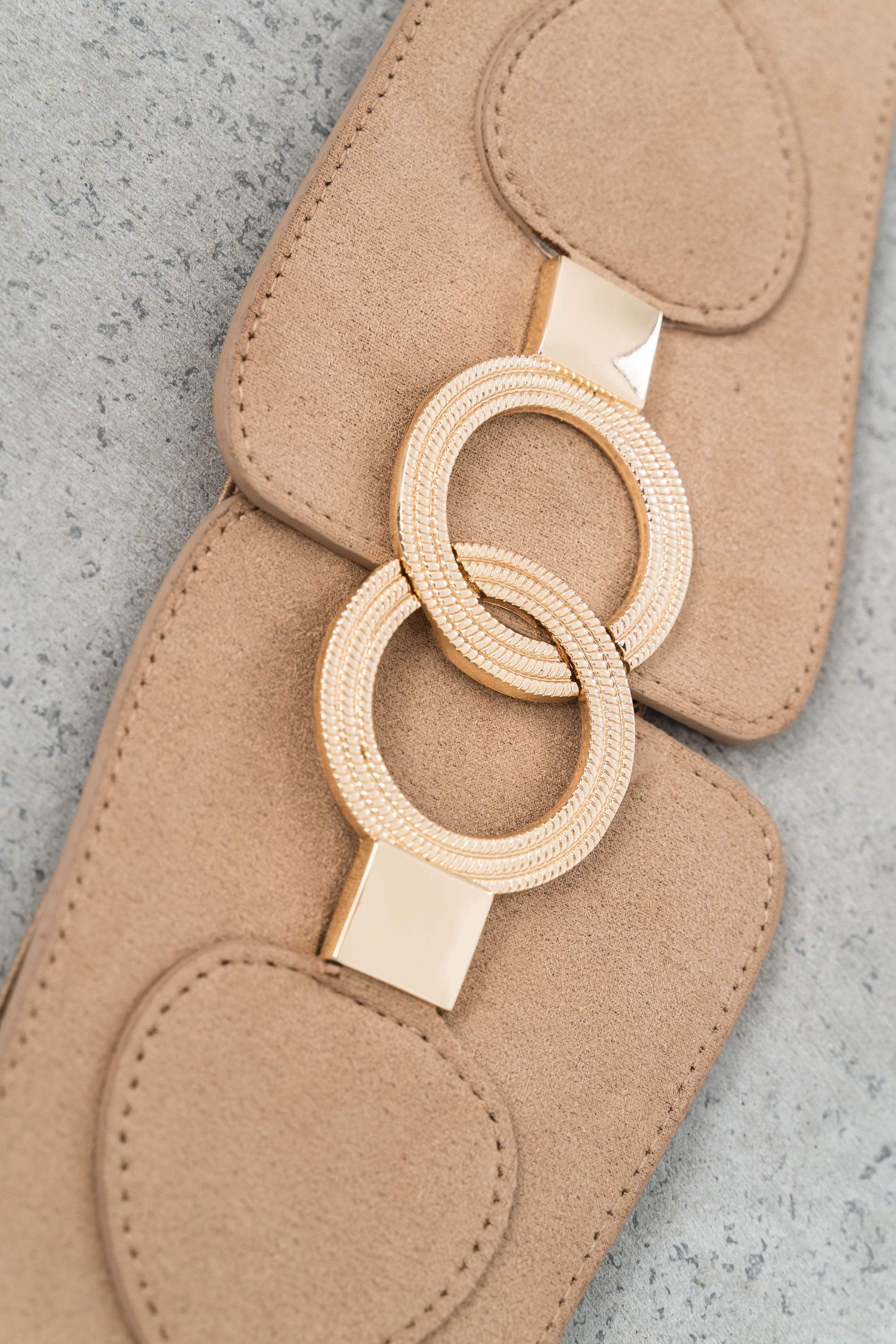 CINTURON ELÁSTICO AROS BEIGE