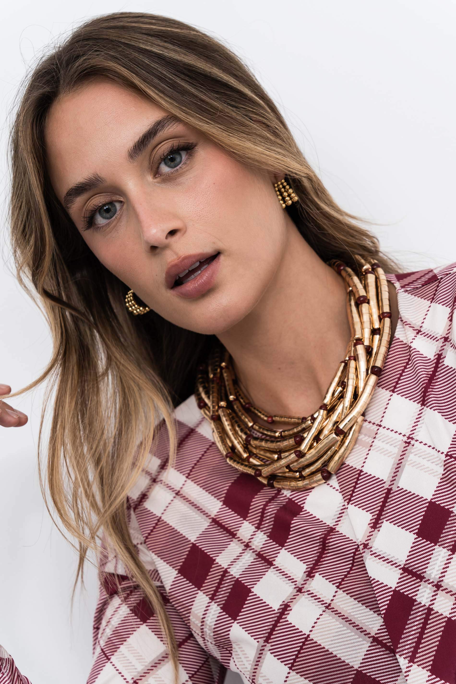 COLLAR PIEZAS COMBINADO GRANATE